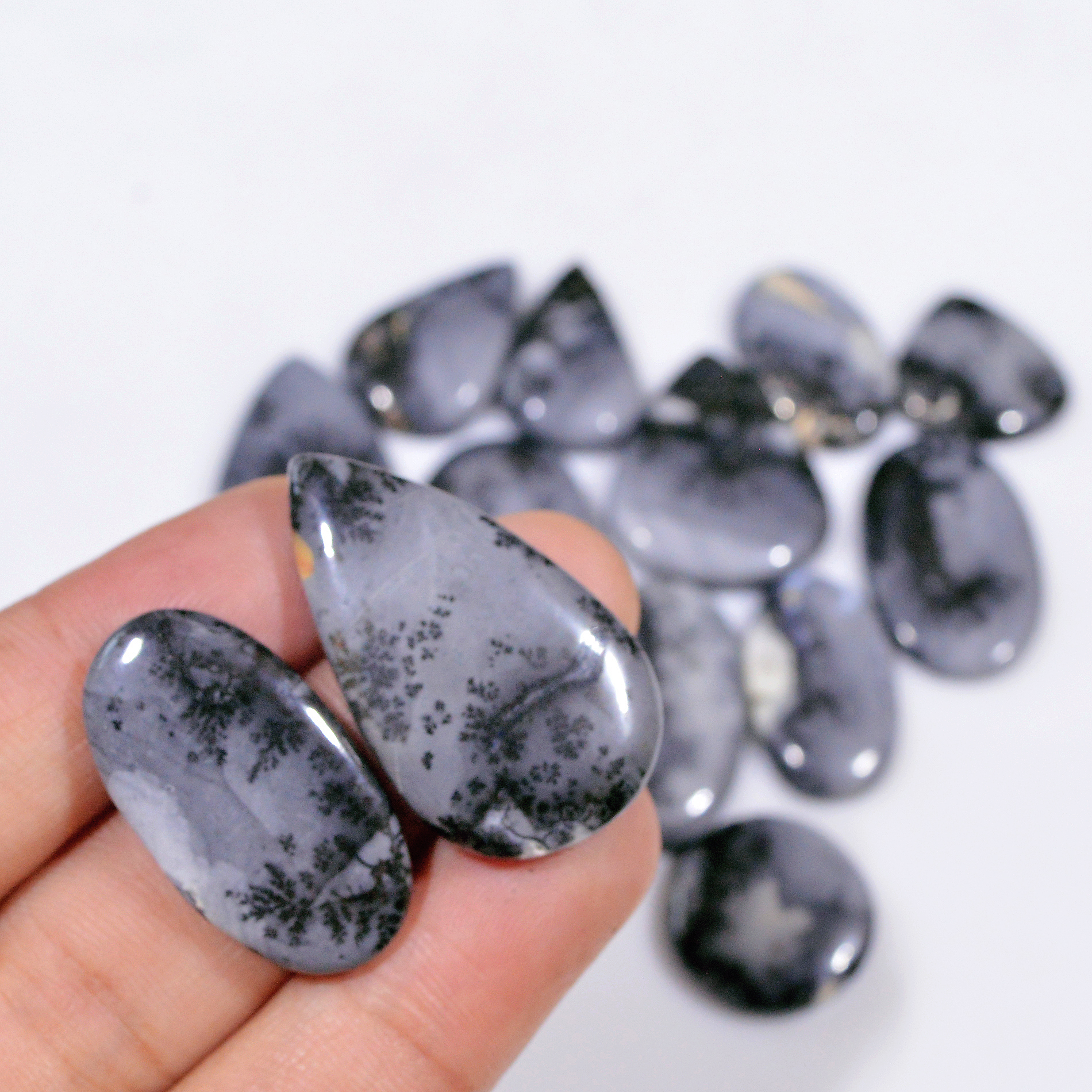 14 Pcs 310 Cts Natural Maligano Jasper Cabochon Jewelry Making Loose Gemstone 34x19 15x15mm 18407