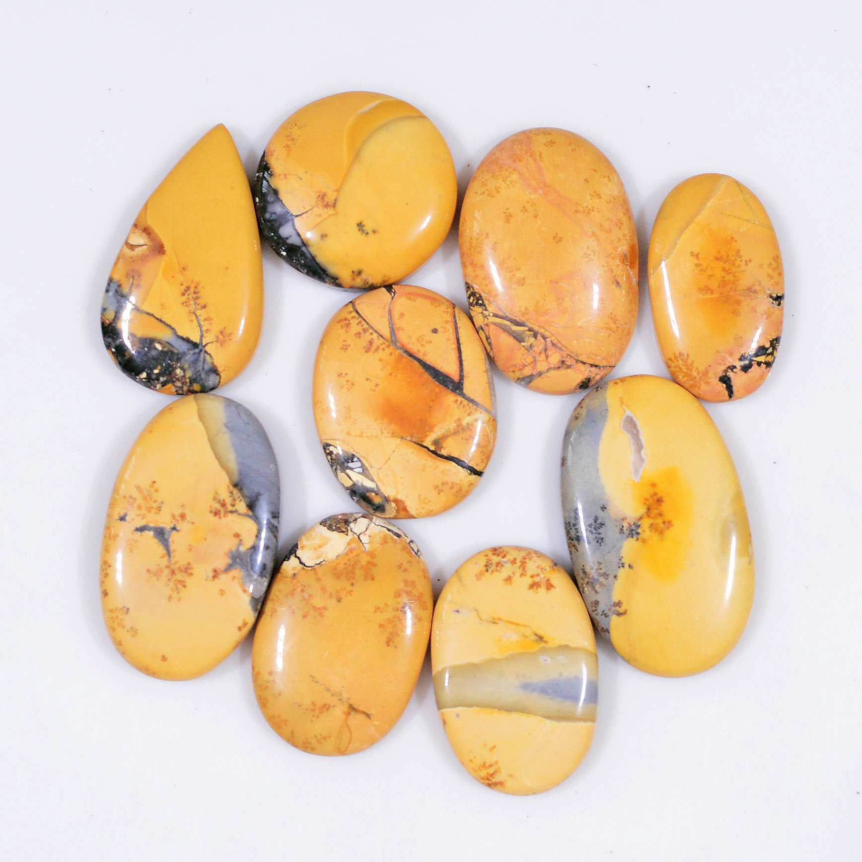 9 Pcs 204 Cts Natural Maligano Jasper Cabochon Jewelry Making Loose Gemstone 30x15 20x11mm 18408