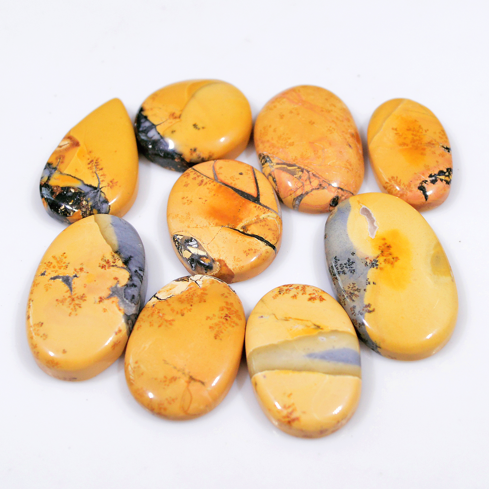 9 Pcs 204 Cts Natural Maligano Jasper Cabochon Jewelry Making Loose Gemstone 30x15 20x11mm 18408
