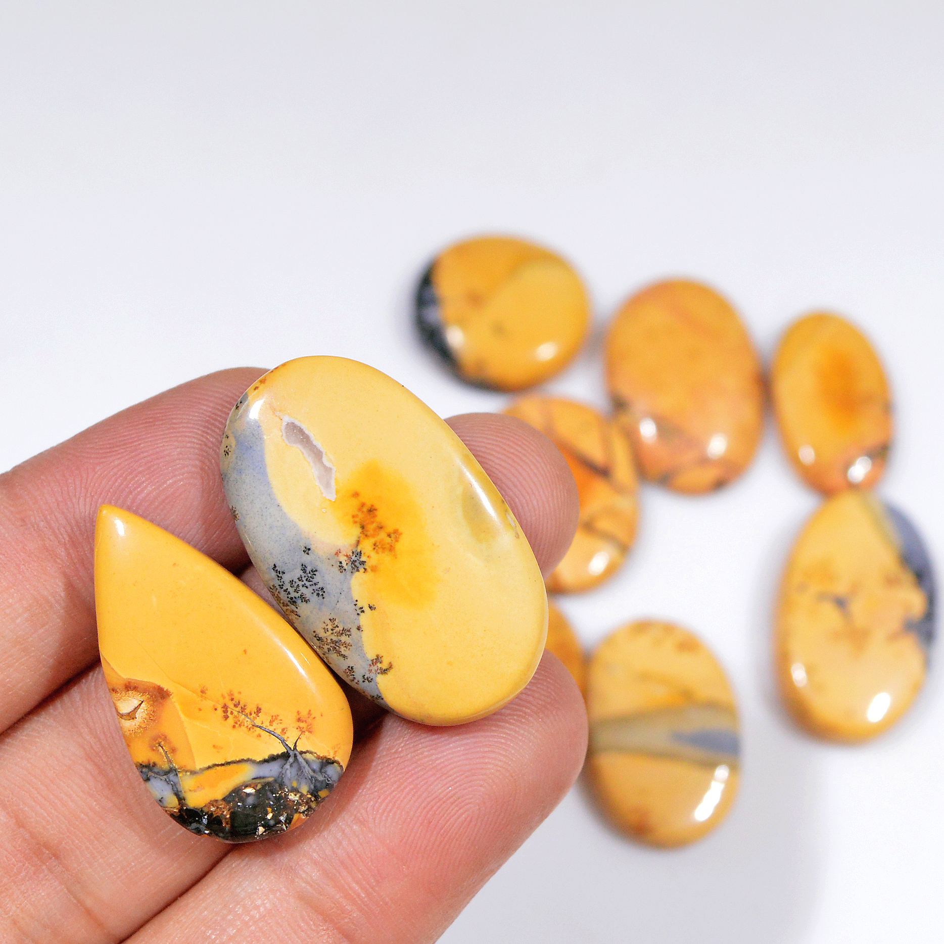 9 Pcs 204 Cts Natural Maligano Jasper Cabochon Jewelry Making Loose Gemstone 30x15 20x11mm 18408