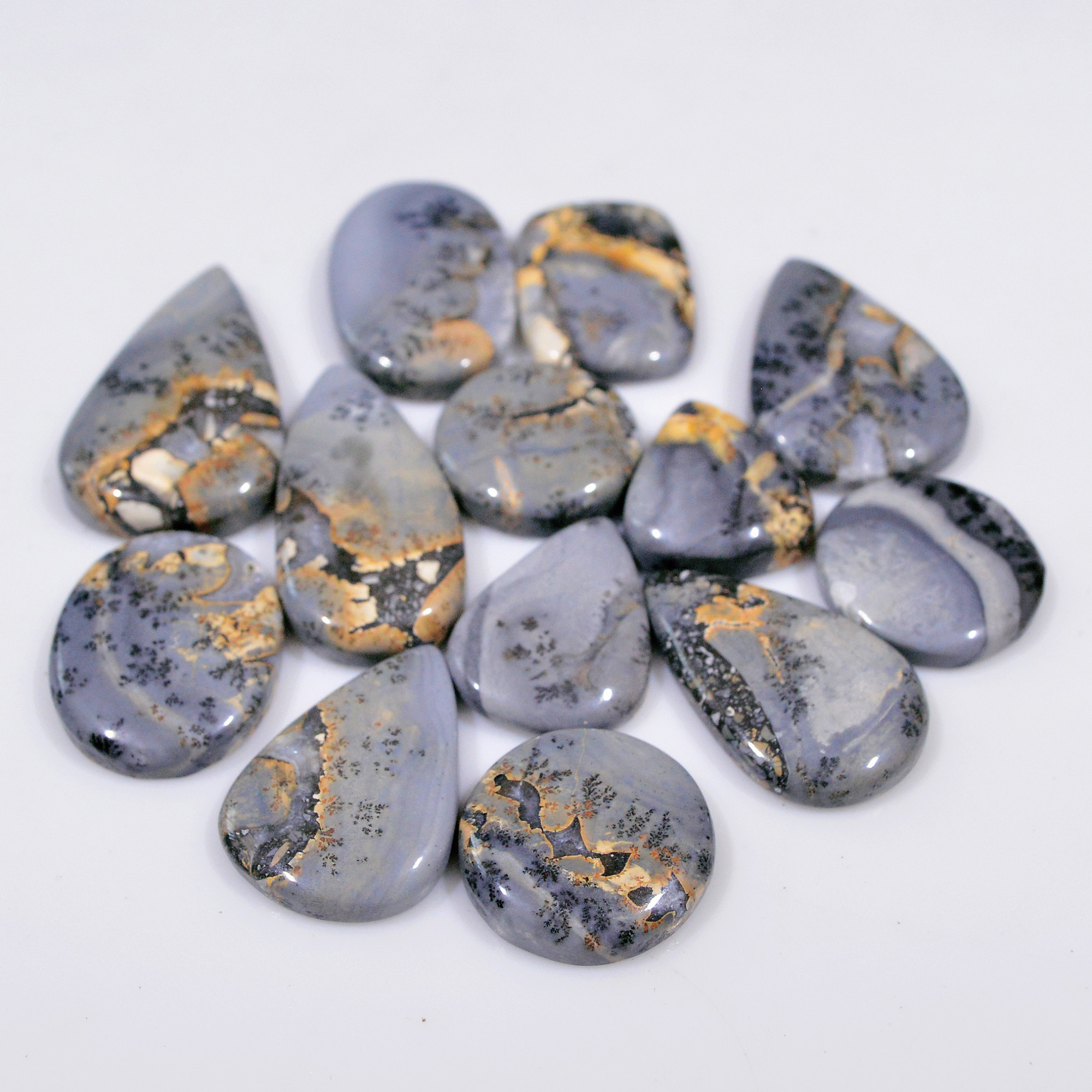 13 Pcs 273 Cts Natural Maligano Jasper Cabochon Jewelry Making Loose Gemstone 32x15 16x16mm 18410