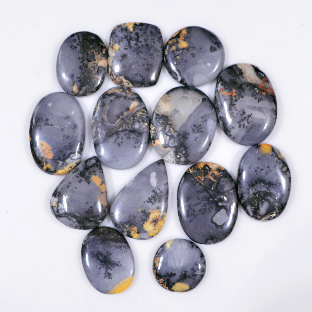 Image of 13 Pcs 294 Cts Natural Maligano Jasper Cabochon Jewelry Making Loose Gemstone 25x19 15x15mm #18411