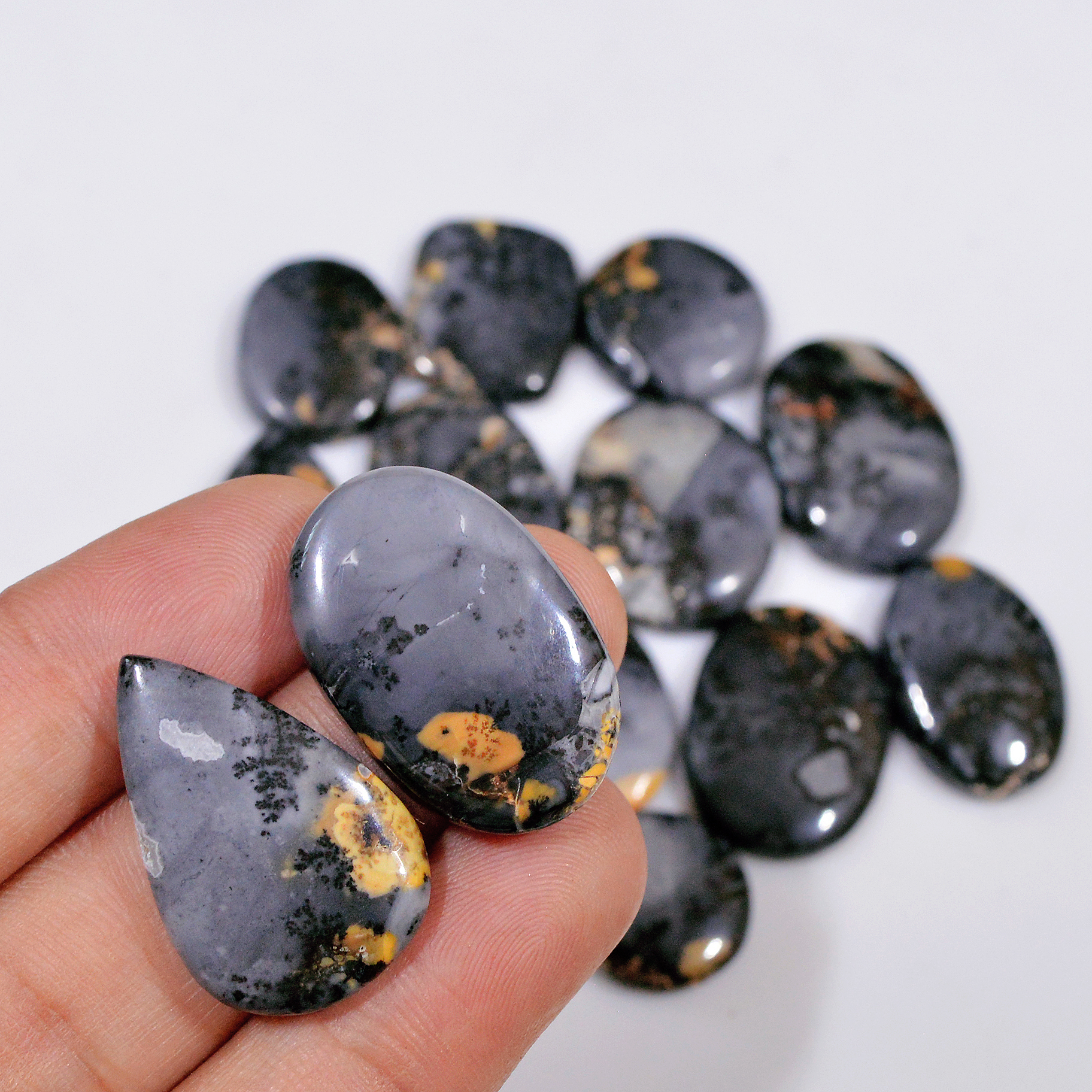 13 Pcs 294 Cts Natural Maligano Jasper Cabochon Jewelry Making Loose Gemstone 25x19 15x15mm 18411
