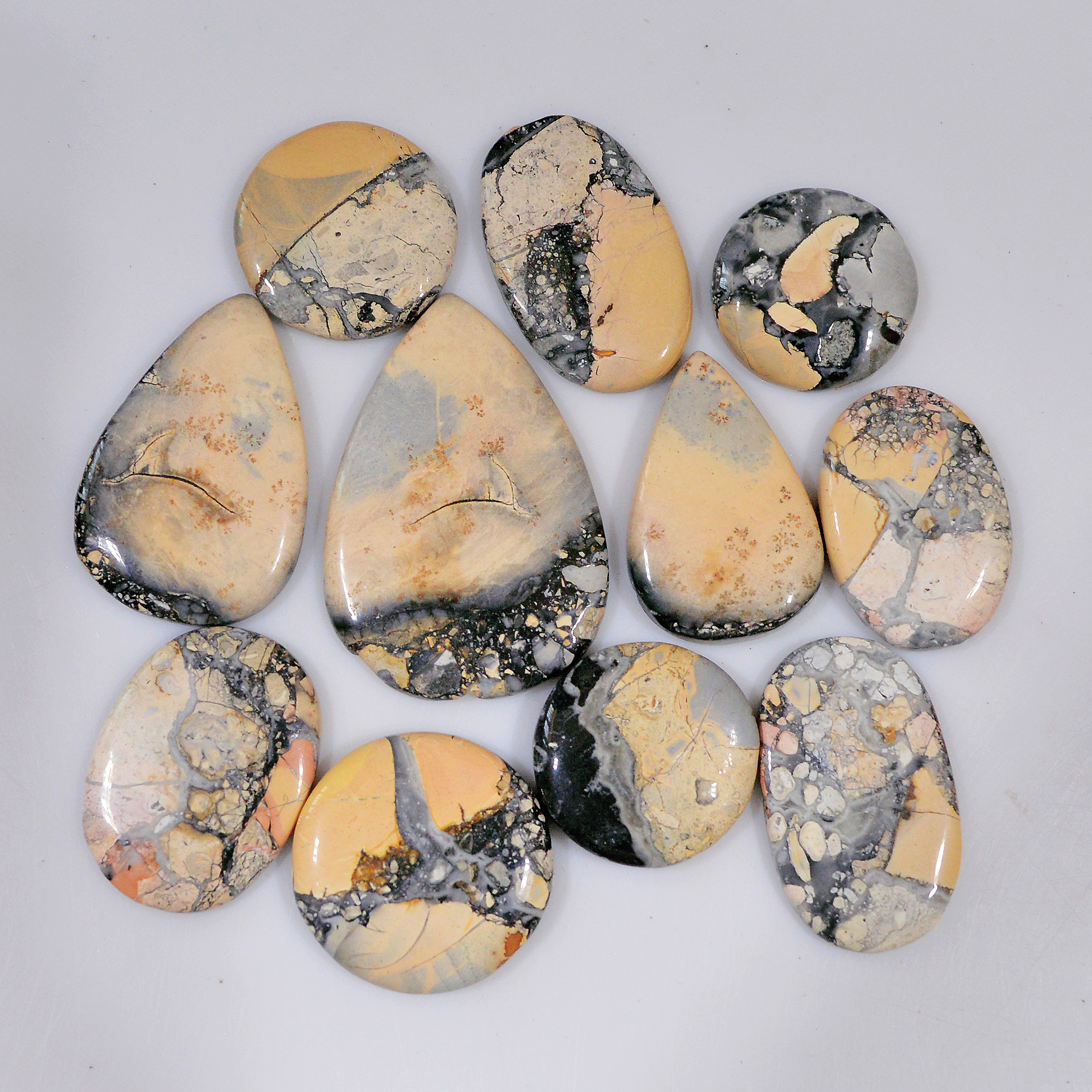 11 Pcs 175 Cts Natural Maligano Jasper Cabochon Jewelry Making Loose Gemstone 34x22 15x15mm 18414