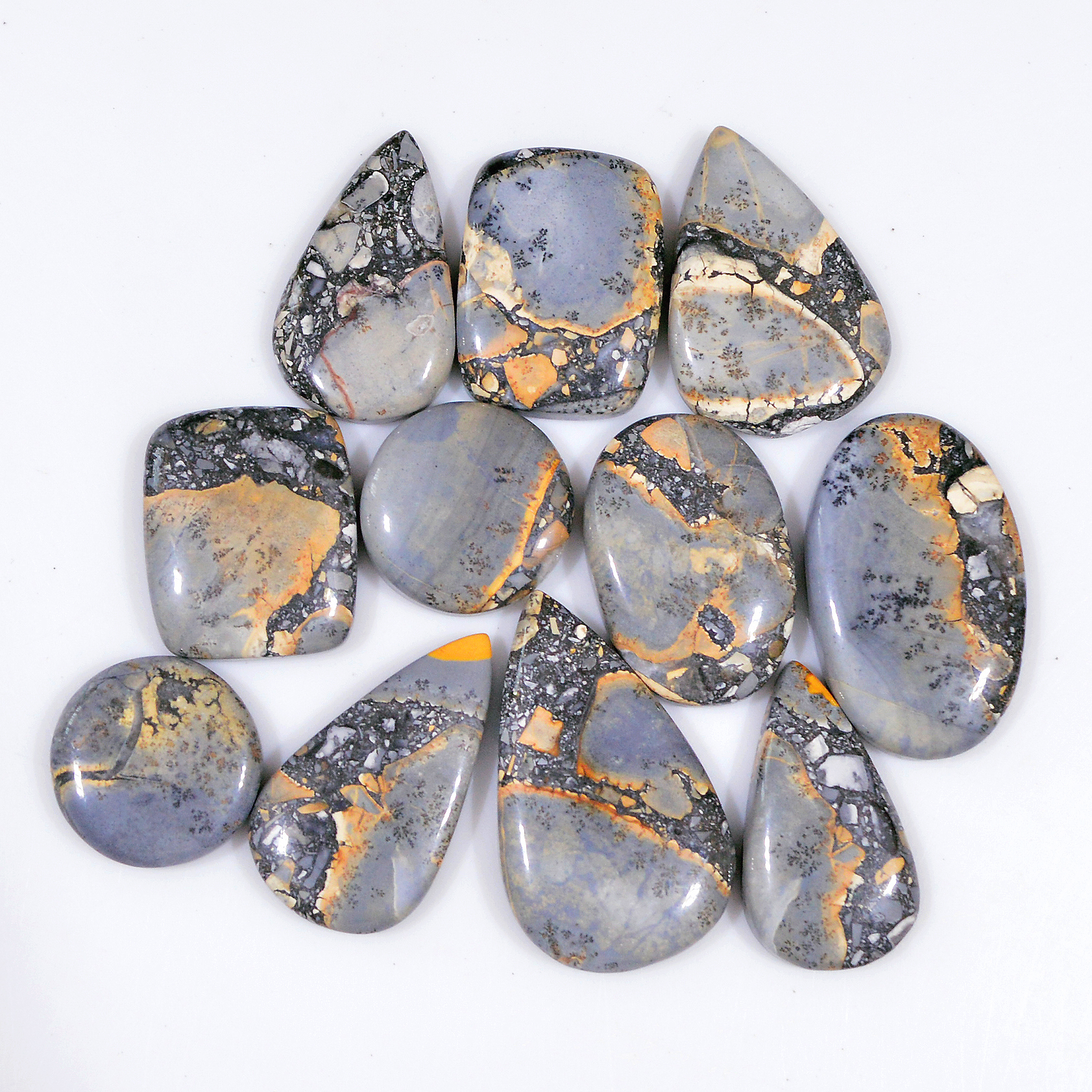 11 Pcs 239 Cts Natural Maligano Jasper Cabochon Handmade Healing and Reiki Gemstone 30x19 15x15mm 18416