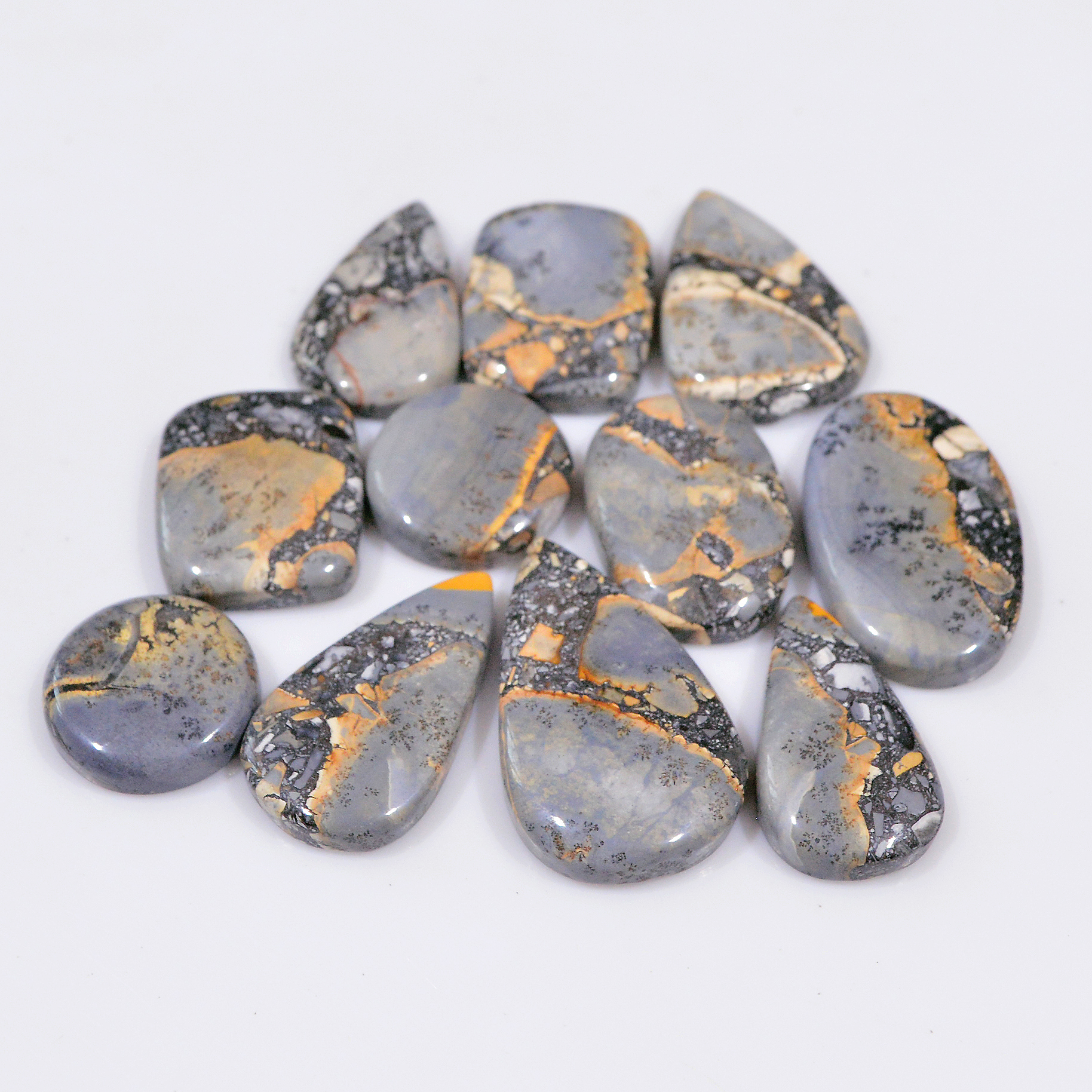 11 Pcs 239 Cts Natural Maligano Jasper Cabochon Handmade Healing and Reiki Gemstone 30x19 15x15mm 18416
