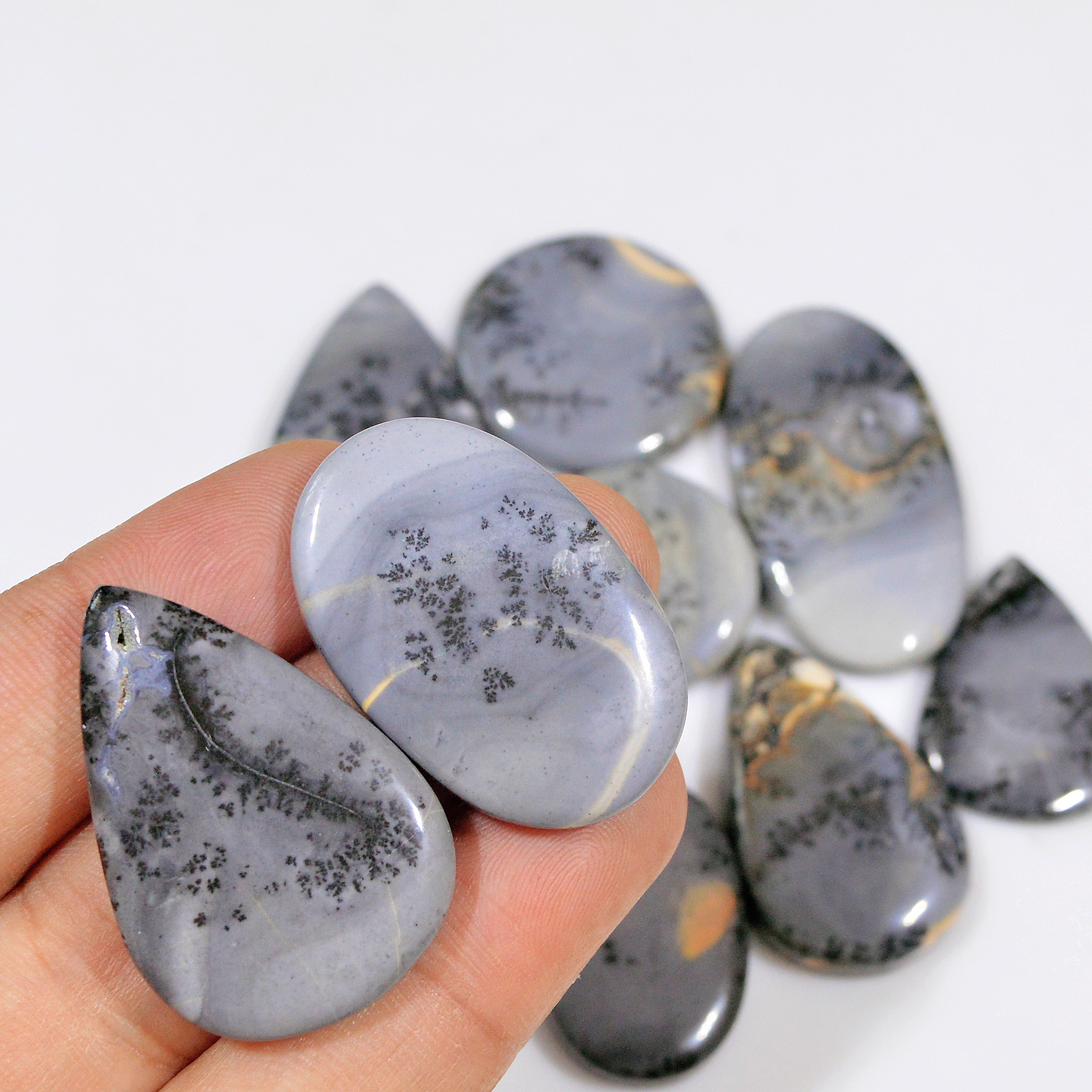 9 Pcs 333 Cts Natural Maligano Jasper Cabochon Handmade Healing and Reiki Gemstone 39x20 21x21mm 18419