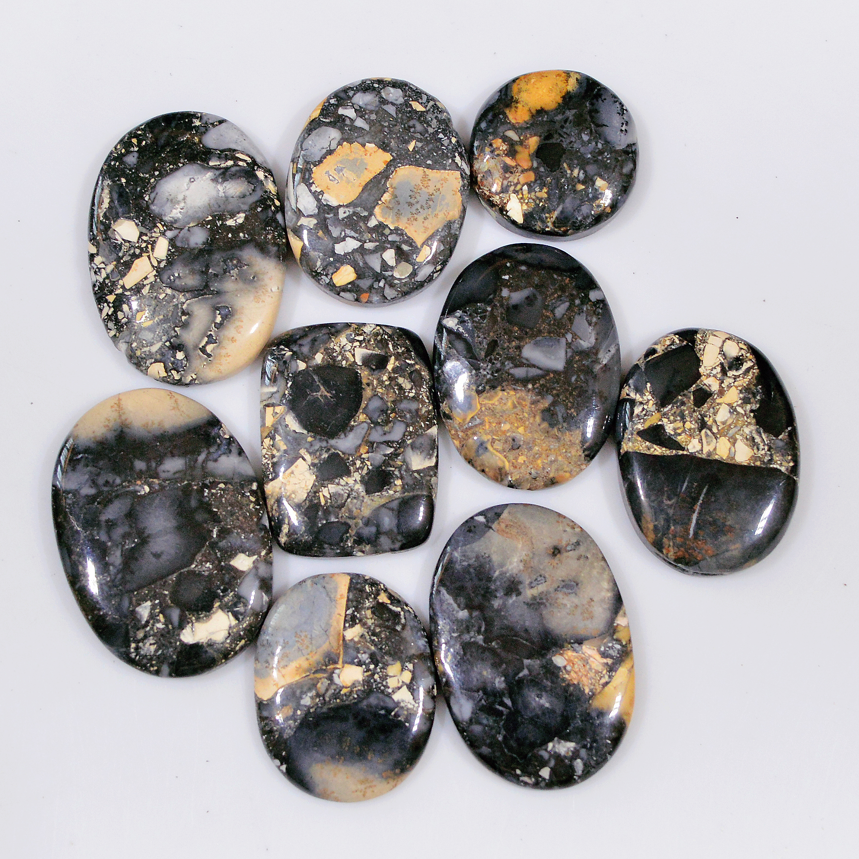 9 Pcs 281 Cts Natural Maligano Jasper Cabochon Handmade Healing and Reiki Gemstone 31x21 19x19mm 18422
