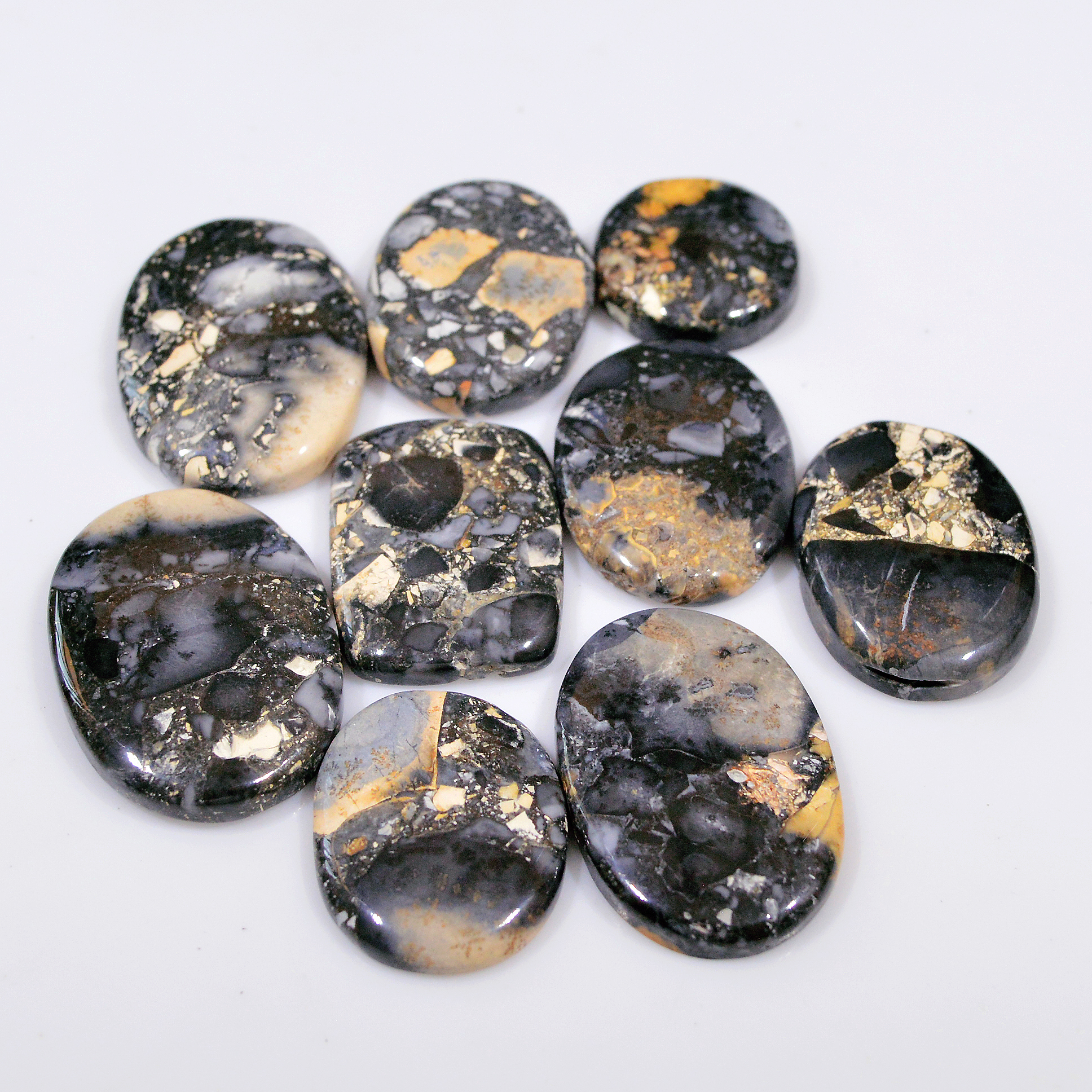 9 Pcs 281 Cts Natural Maligano Jasper Cabochon Handmade Healing and Reiki Gemstone 31x21 19x19mm 18422