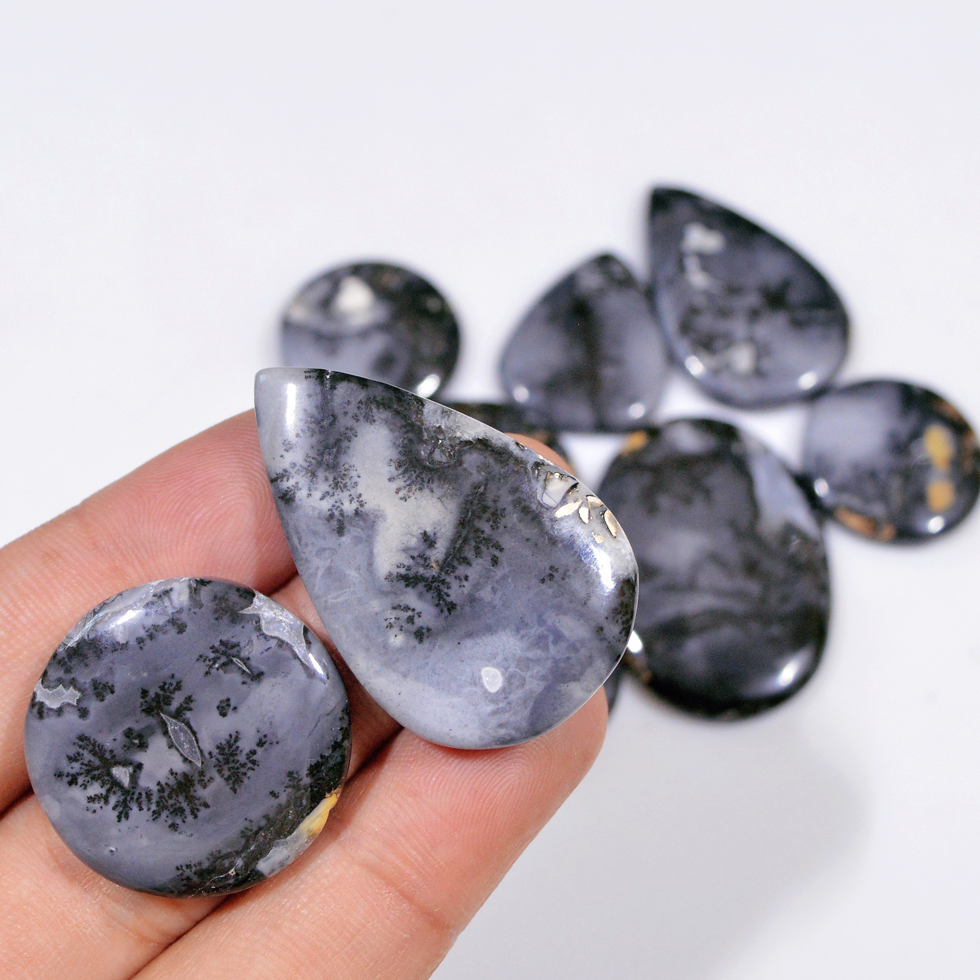 10 Pcs 315 Cts Natural Maligano Jasper Cabochon Handmade Healing and Reiki Gemstone 37x24 20x20mm 18423