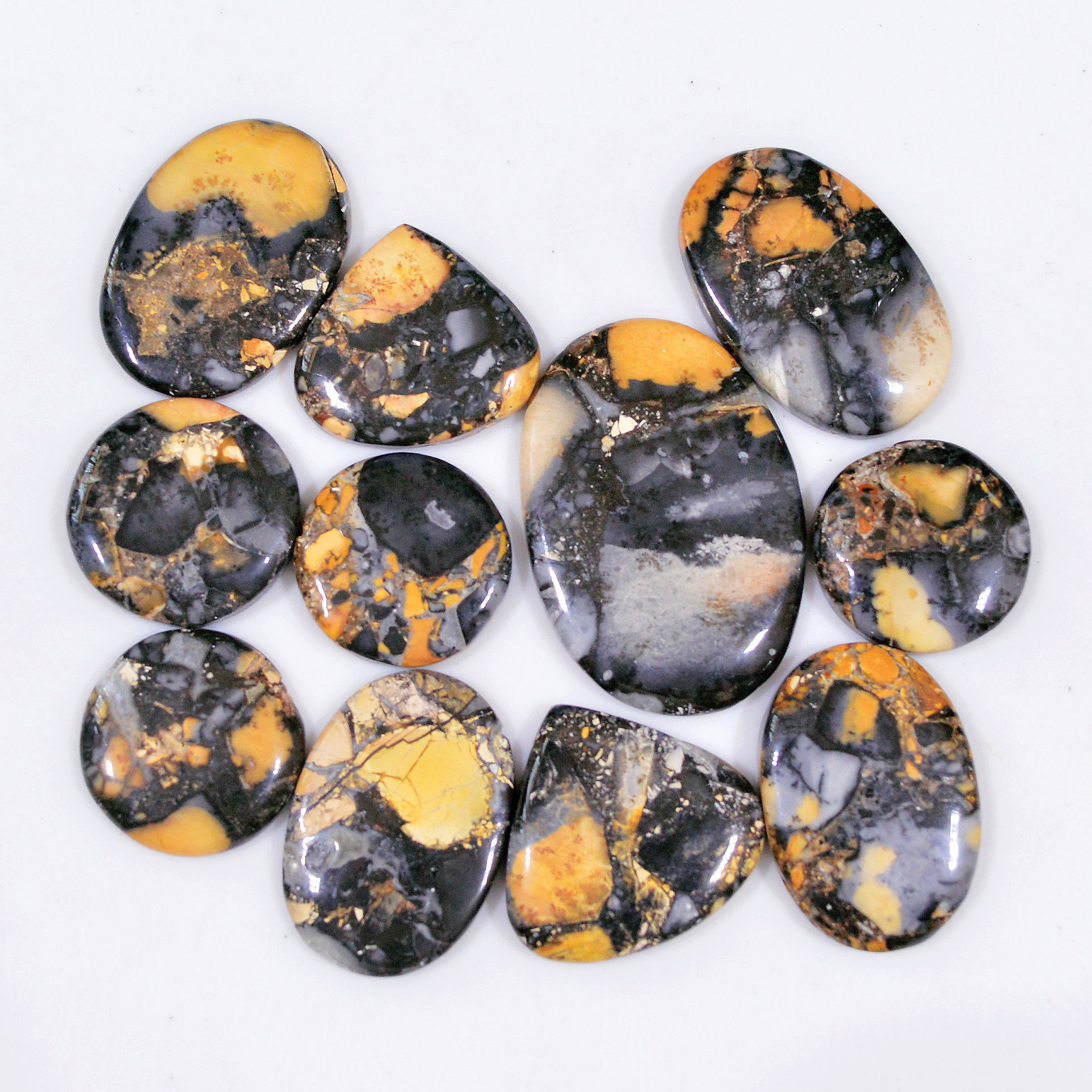 11 Pcs 291 Cts Natural Maligano Jasper Cabochon Handmade Healing and Reiki Gemstone 38x25 20x20mm 18427