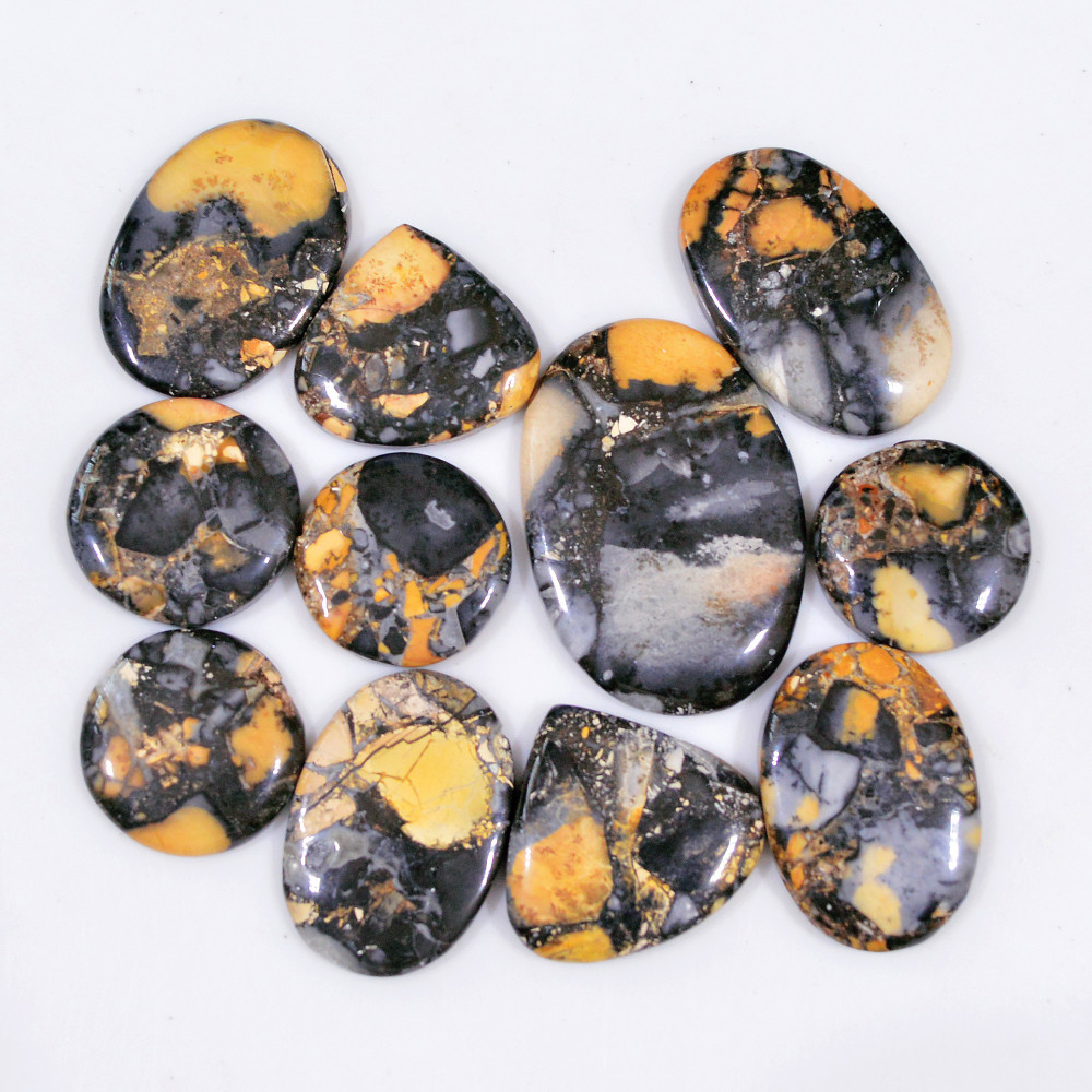 Image of 11 Pcs 291 Cts Natural Maligano Jasper Cabochon Handmade Healing and Reiki Gemstone 38x25 20x20mm #18427