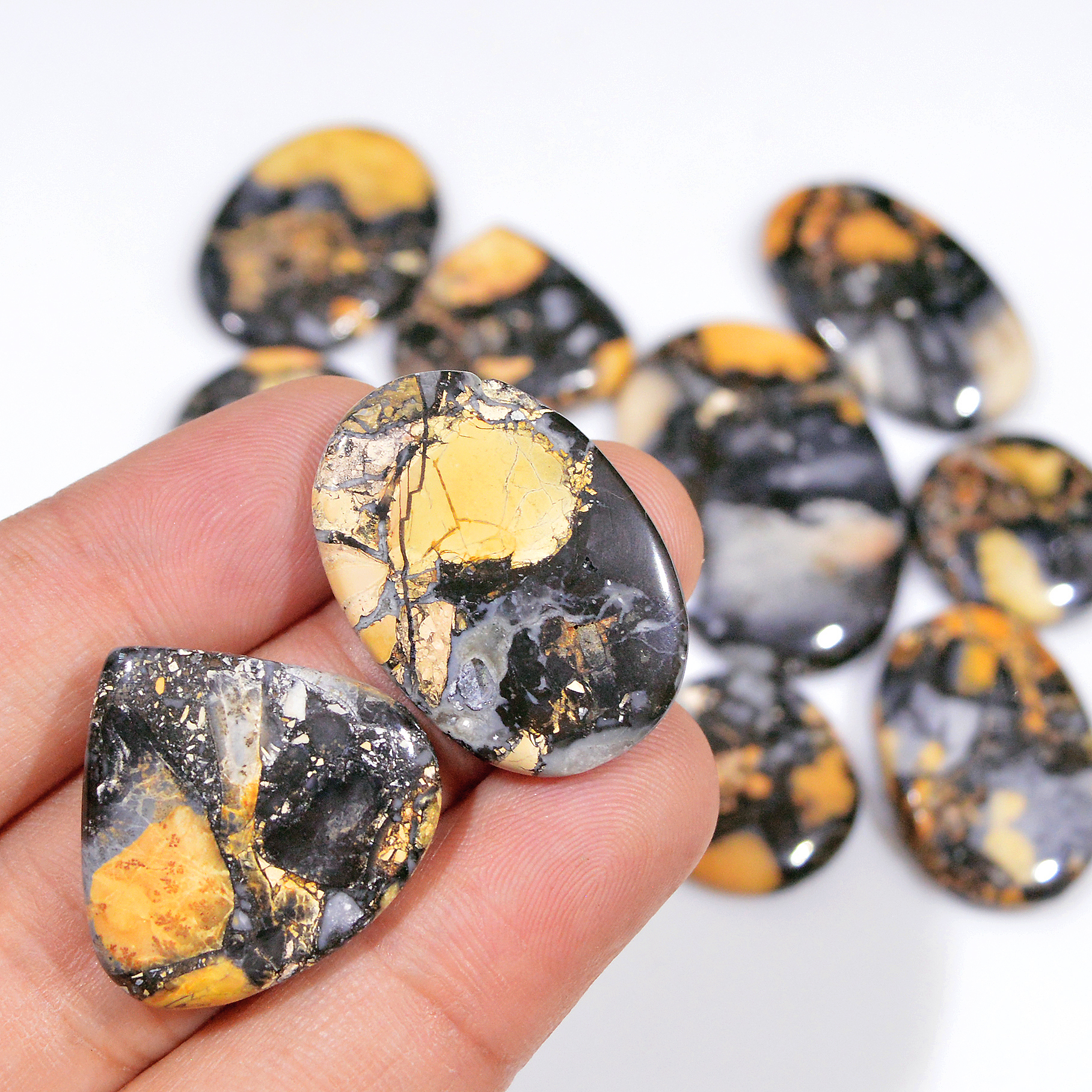 11 Pcs 291 Cts Natural Maligano Jasper Cabochon Handmade Healing and Reiki Gemstone 38x25 20x20mm 18427