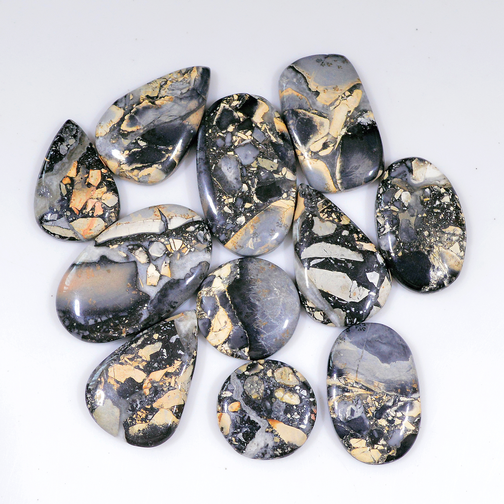 11 Pcs 237 Cts Natural Maligano Jasper Cabochon Handmade Healing and Reiki Gemstone 30x19 15x15mm 18432