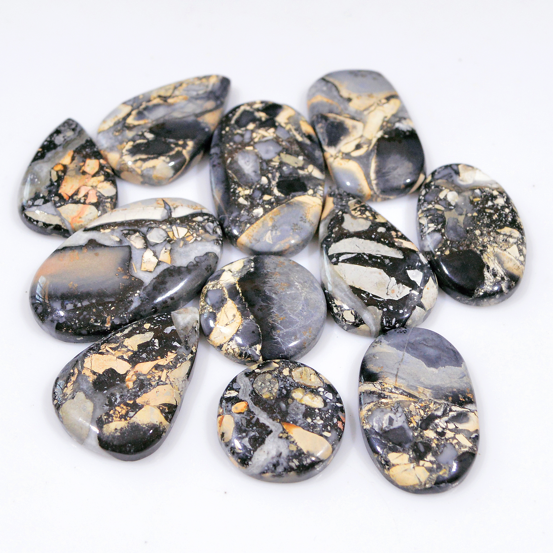 11 Pcs 237 Cts Natural Maligano Jasper Cabochon Handmade Healing and Reiki Gemstone 30x19 15x15mm 18432