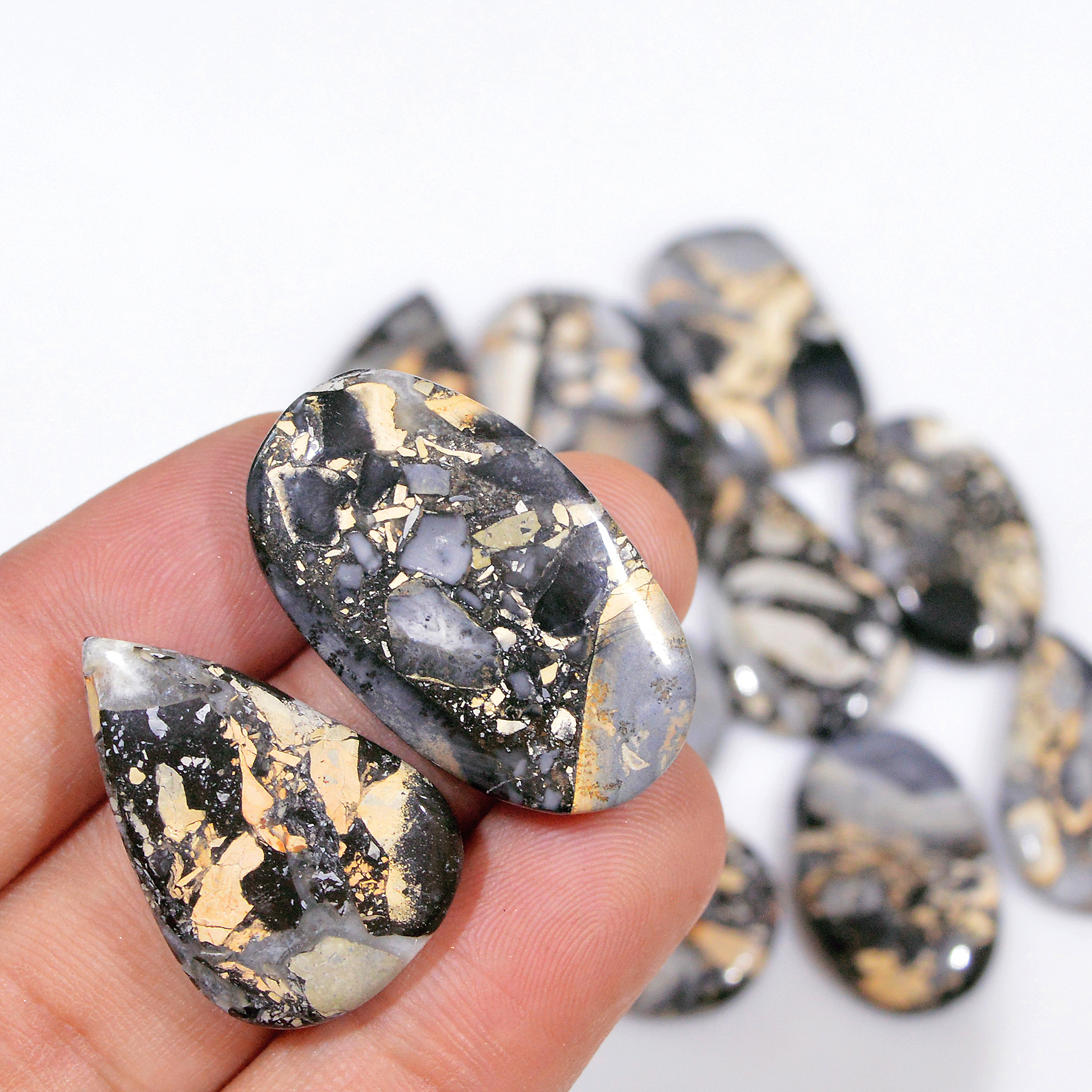 11 Pcs 237 Cts Natural Maligano Jasper Cabochon Handmade Healing and Reiki Gemstone 30x19 15x15mm 18432