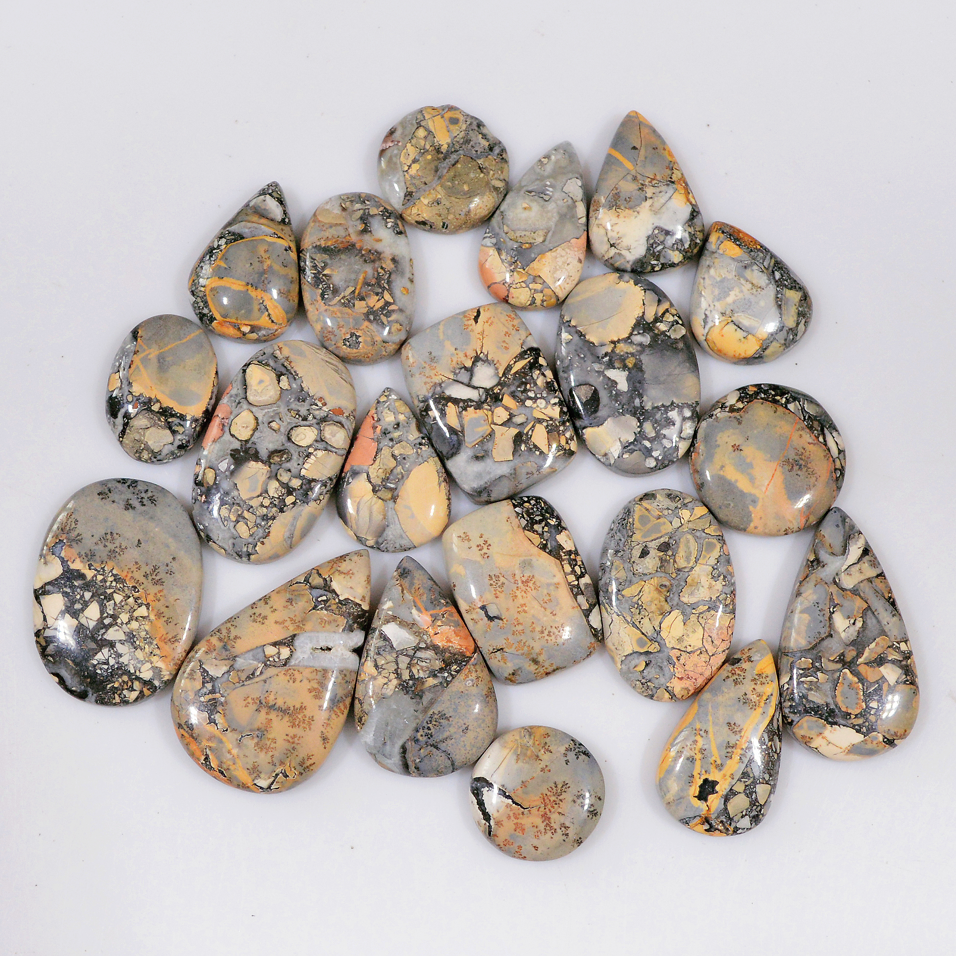 20 Pcs 279 Cts Natural Maligano Jasper Cabochon Handmade Healing and Reiki Gemstone 29x16 14x14mm 18434