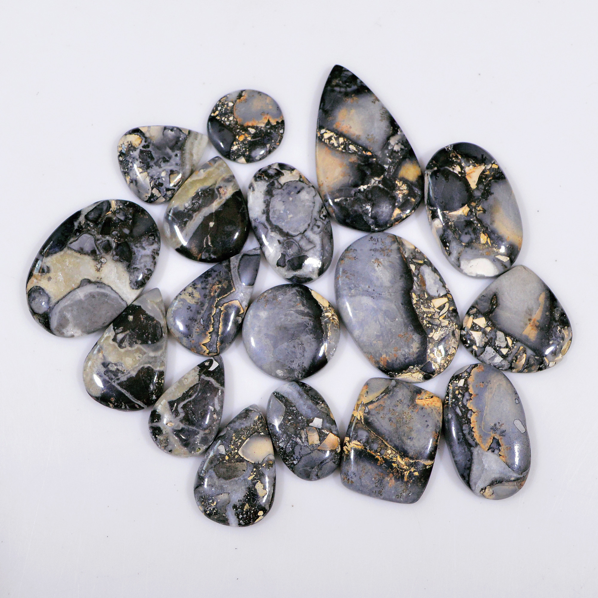 17 Pcs 289 Cts Natural Maligano Jasper Cabochon Handmade Healing and Reiki Gemstone 34x19 14x14mm 18436