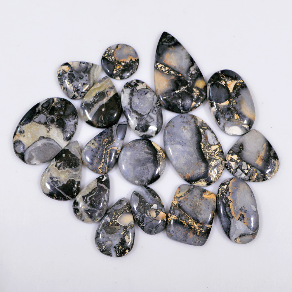 Image of 17 Pcs 289 Cts Natural Maligano Jasper Cabochon Handmade Healing and Reiki Gemstone 34x19 14x14mm #18436