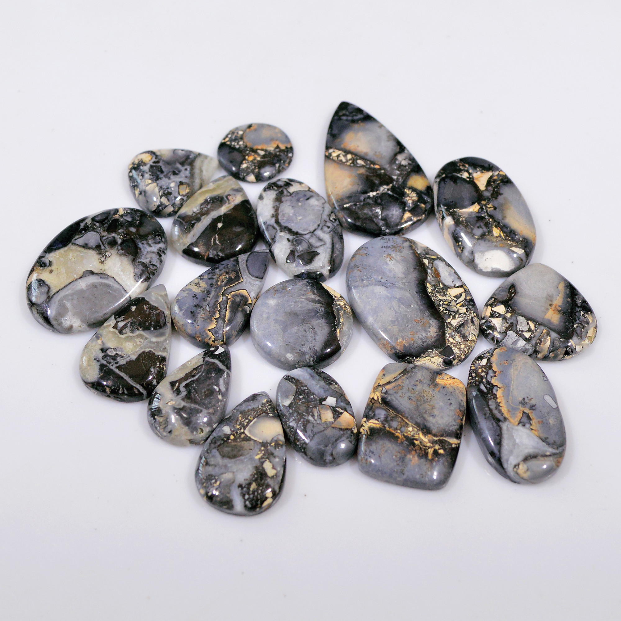 17 Pcs 289 Cts Natural Maligano Jasper Cabochon Handmade Healing and Reiki Gemstone 34x19 14x14mm 18436