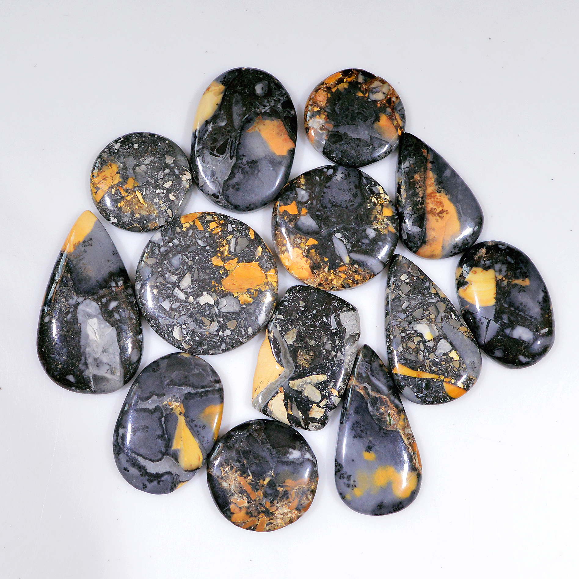 13 Pcs 271 Cts Natural Maligano Jasper Cabochon Handmade Healing and Reiki Gemstone 32x18 16x16mm 18437