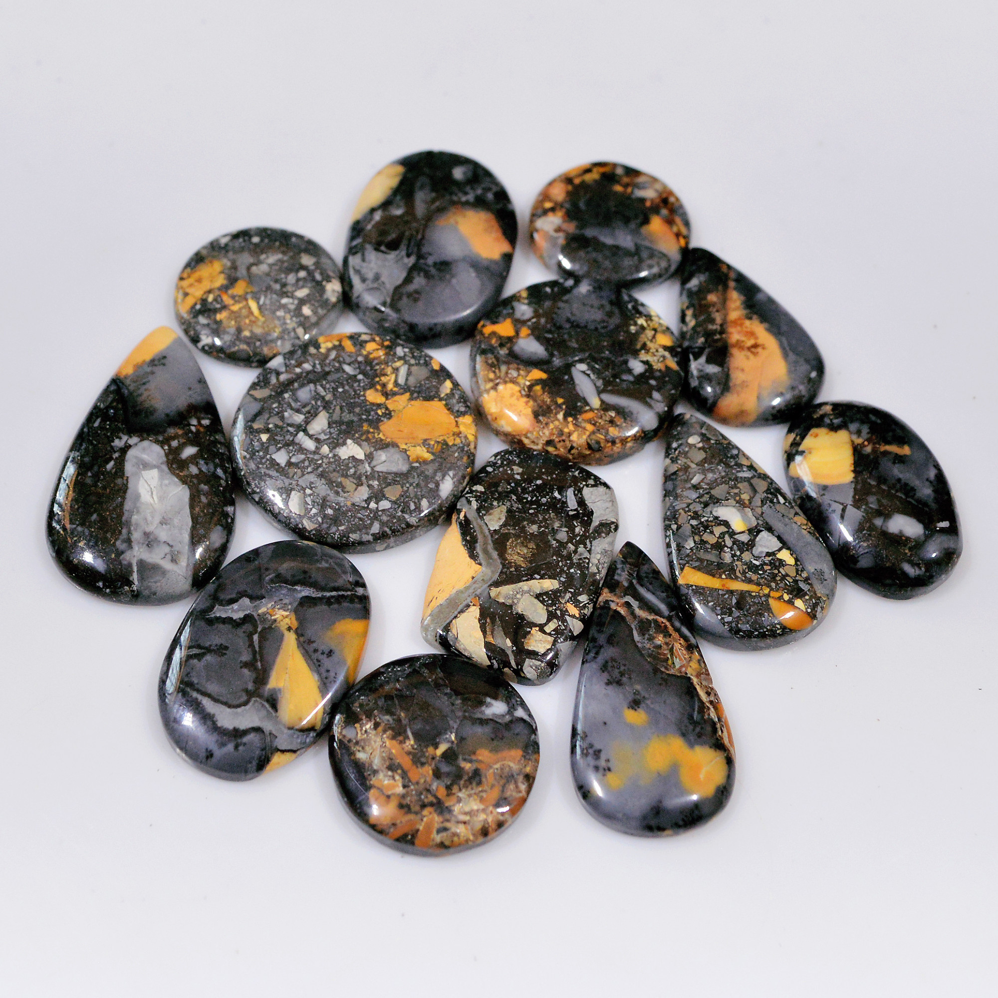 13 Pcs 271 Cts Natural Maligano Jasper Cabochon Handmade Healing and Reiki Gemstone 32x18 16x16mm 18437