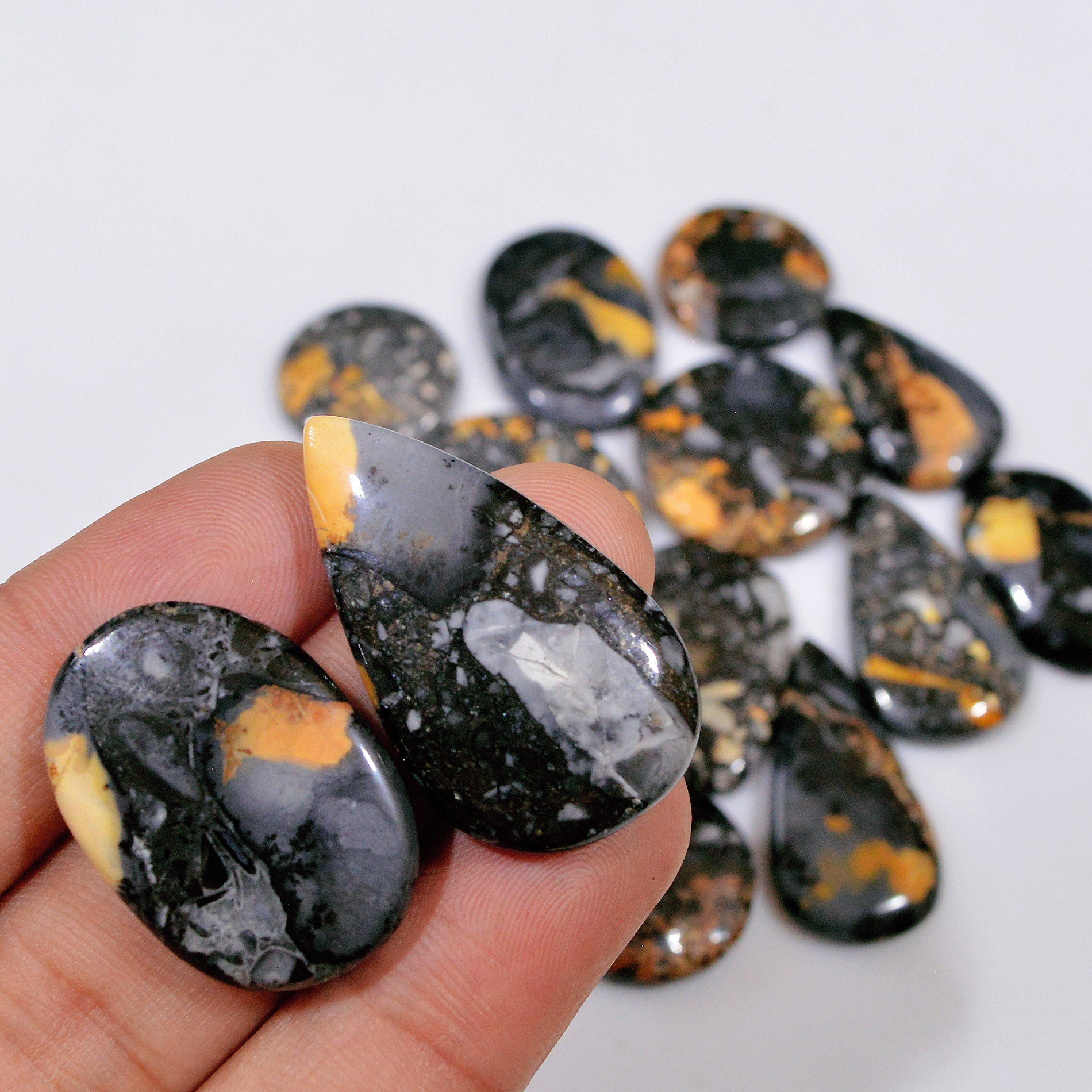 13 Pcs 271 Cts Natural Maligano Jasper Cabochon Handmade Healing and Reiki Gemstone 32x18 16x16mm 18437
