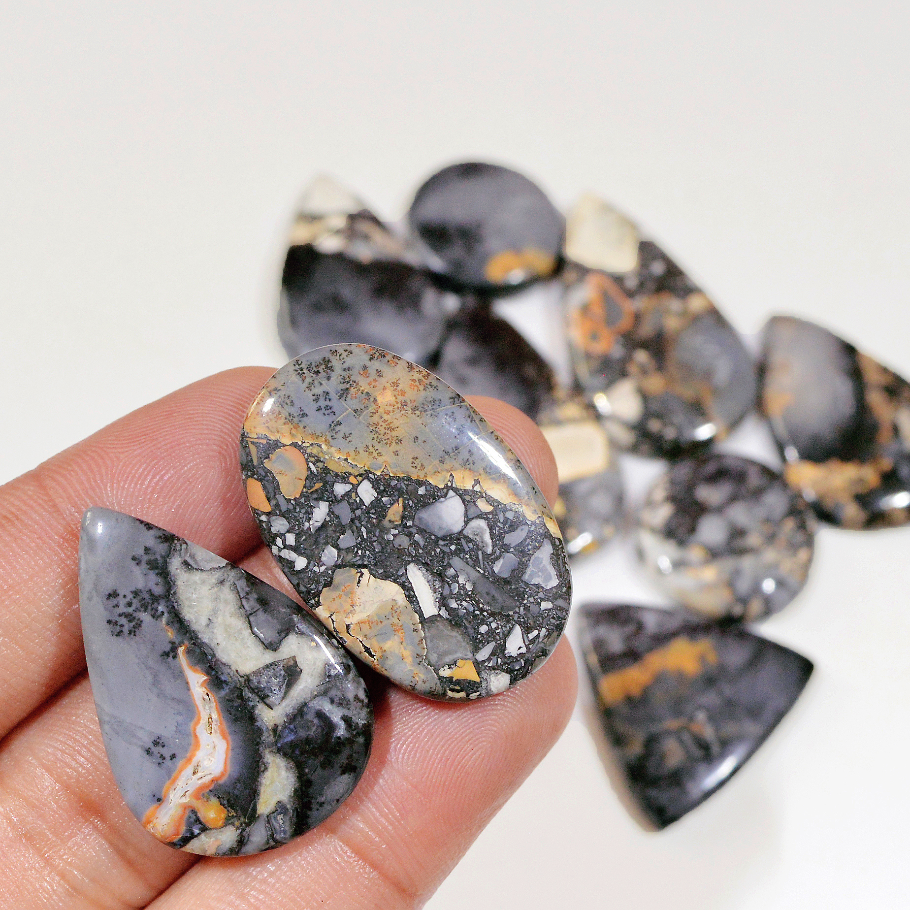 11 Pcs 319 Cts Natural Maligano Jasper Cabochon Handmade Healing and Reiki Gemstone 36x20 19x19mm 18440