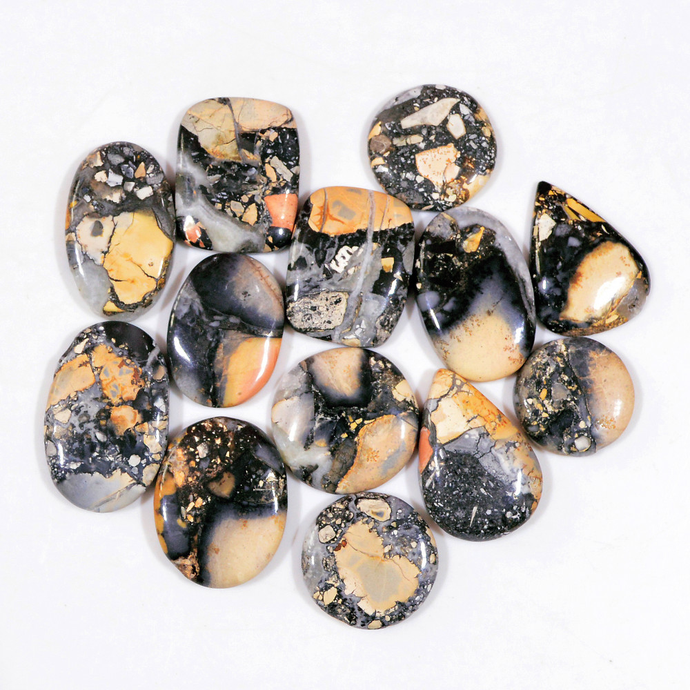 Image of 13 Pcs 240 Cts Natural Maligano Jasper Cabochon Handmade Healing and Reiki Gemstone 25x15 15x15mm #18441
