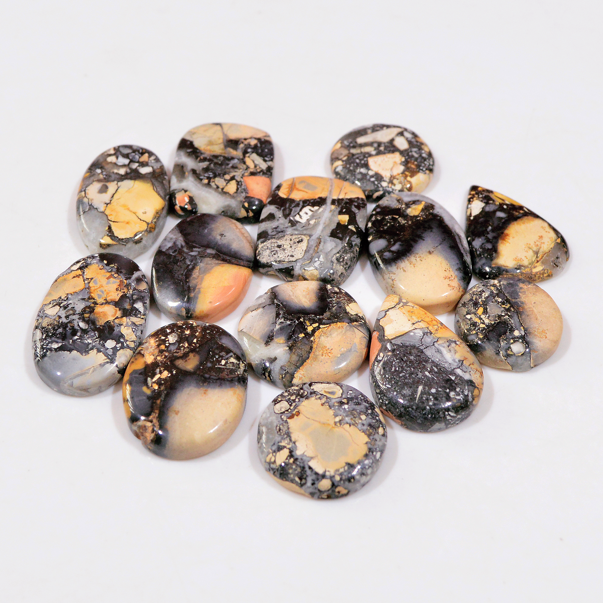 13 Pcs 240 Cts Natural Maligano Jasper Cabochon Handmade Healing and Reiki Gemstone 25x15 15x15mm 18441