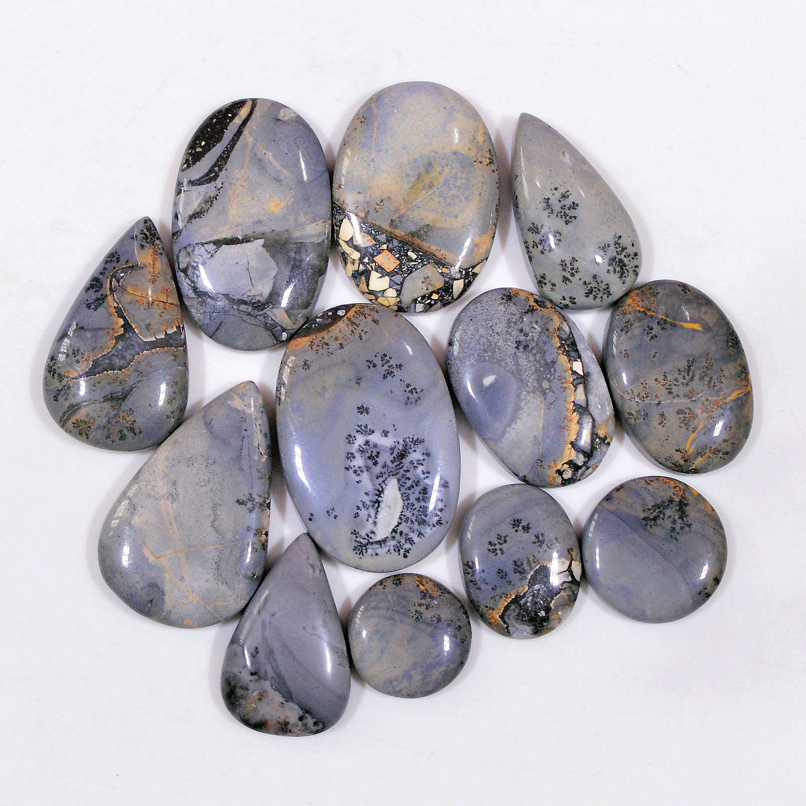 12 Pcs 185 Cts Natural Maligano Jasper Cabochon Handmade Silver Jewelry Supplies 25x16 11x11mm 18449