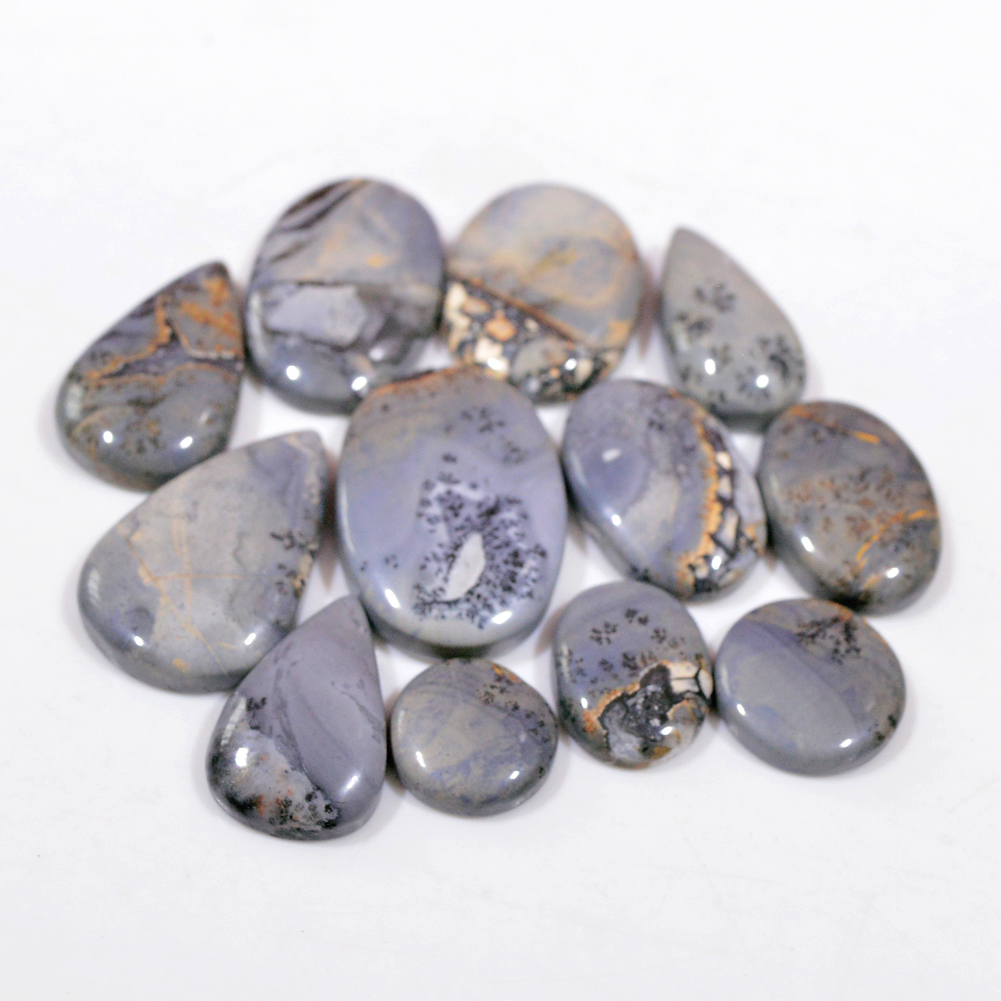 12 Pcs 185 Cts Natural Maligano Jasper Cabochon Handmade Silver Jewelry Supplies 25x16 11x11mm 18449