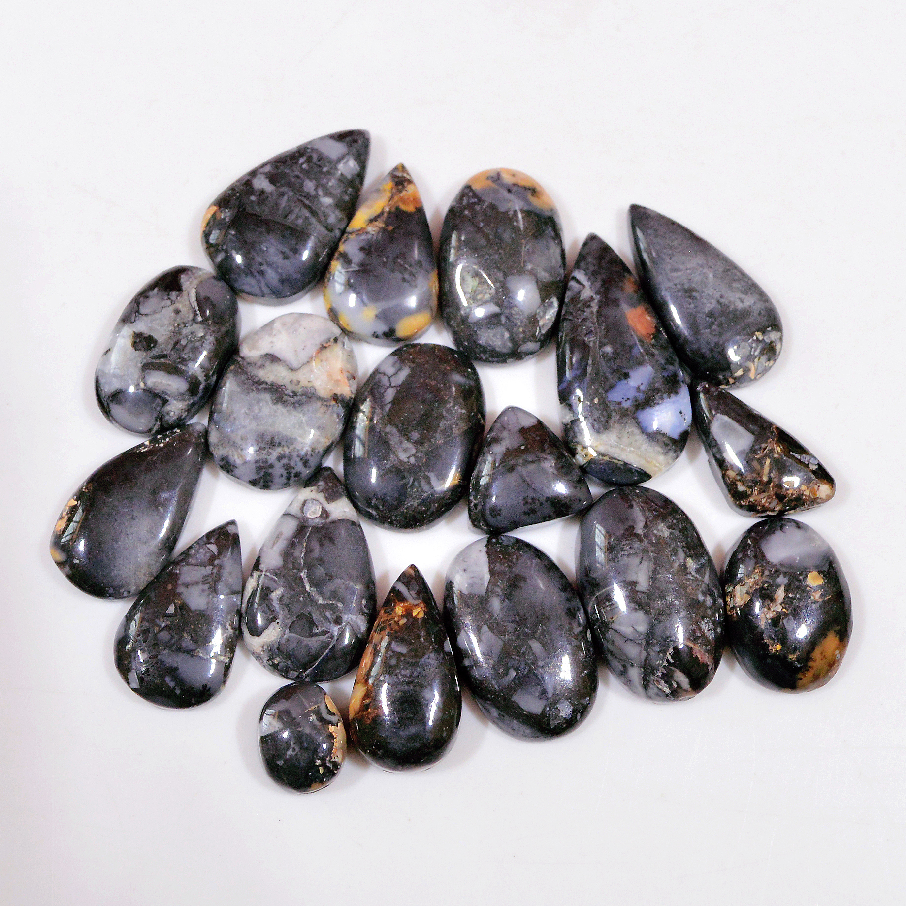 18 Pcs 139 Cts Natural Maligano Jasper Cabochon Handmade Silver Jewelry Supplies 22x10 8x5mm 18454