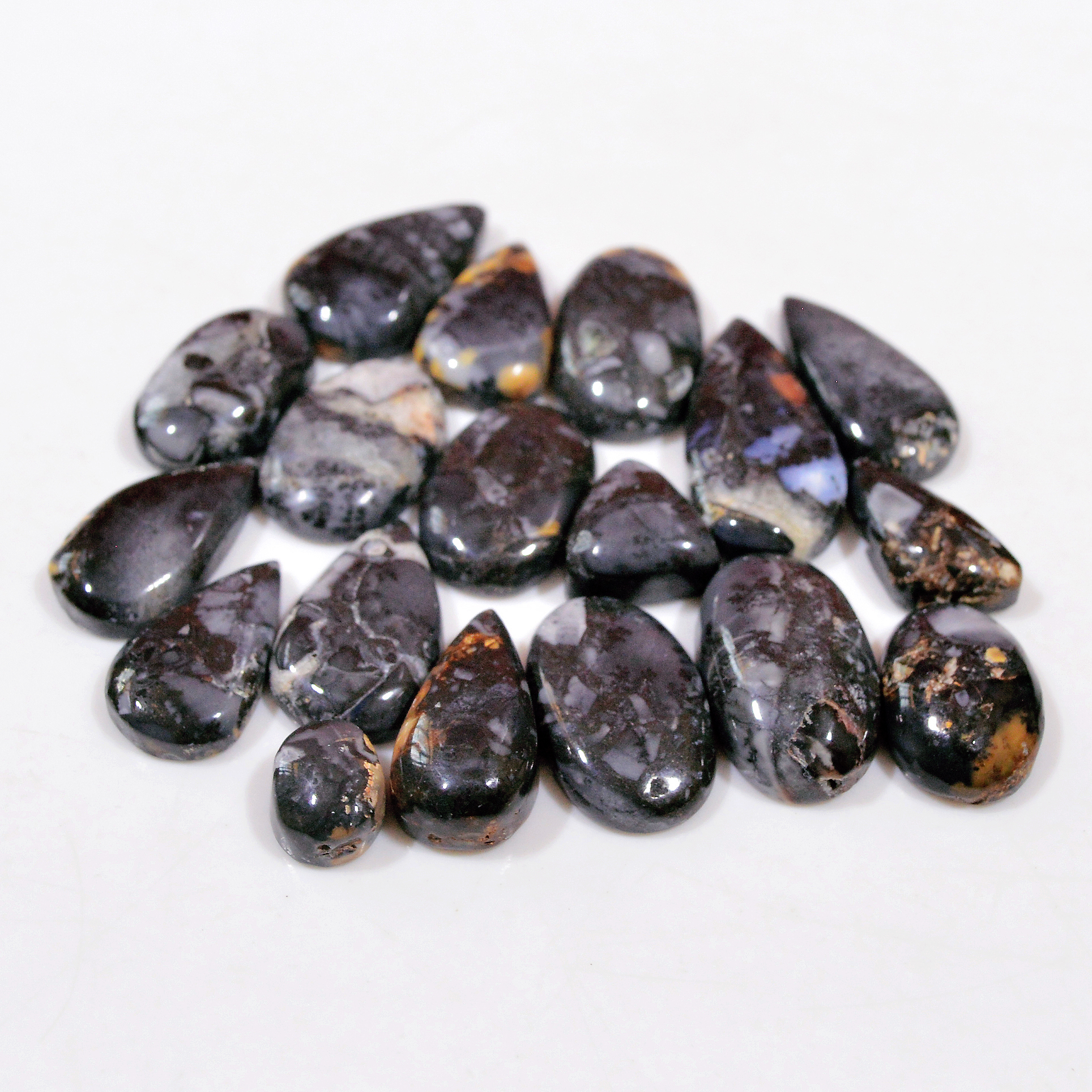 18 Pcs 139 Cts Natural Maligano Jasper Cabochon Handmade Silver Jewelry Supplies 22x10 8x5mm 18454