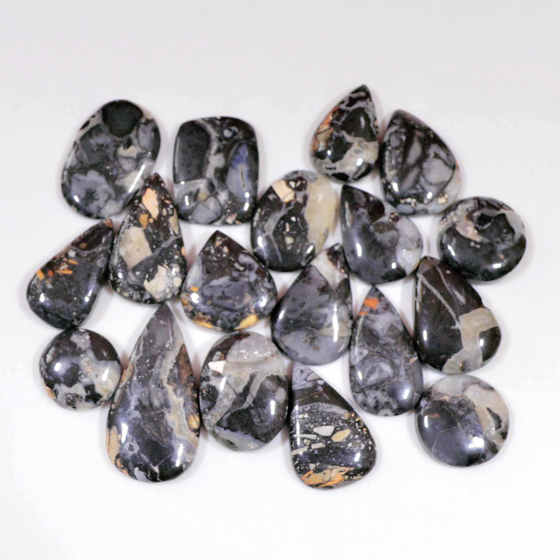 17 Pcs 213 Cts Natural Maligano Jasper Cabochon Handmade Silver Jewelry Supplies 29x14 12x12mm 18456