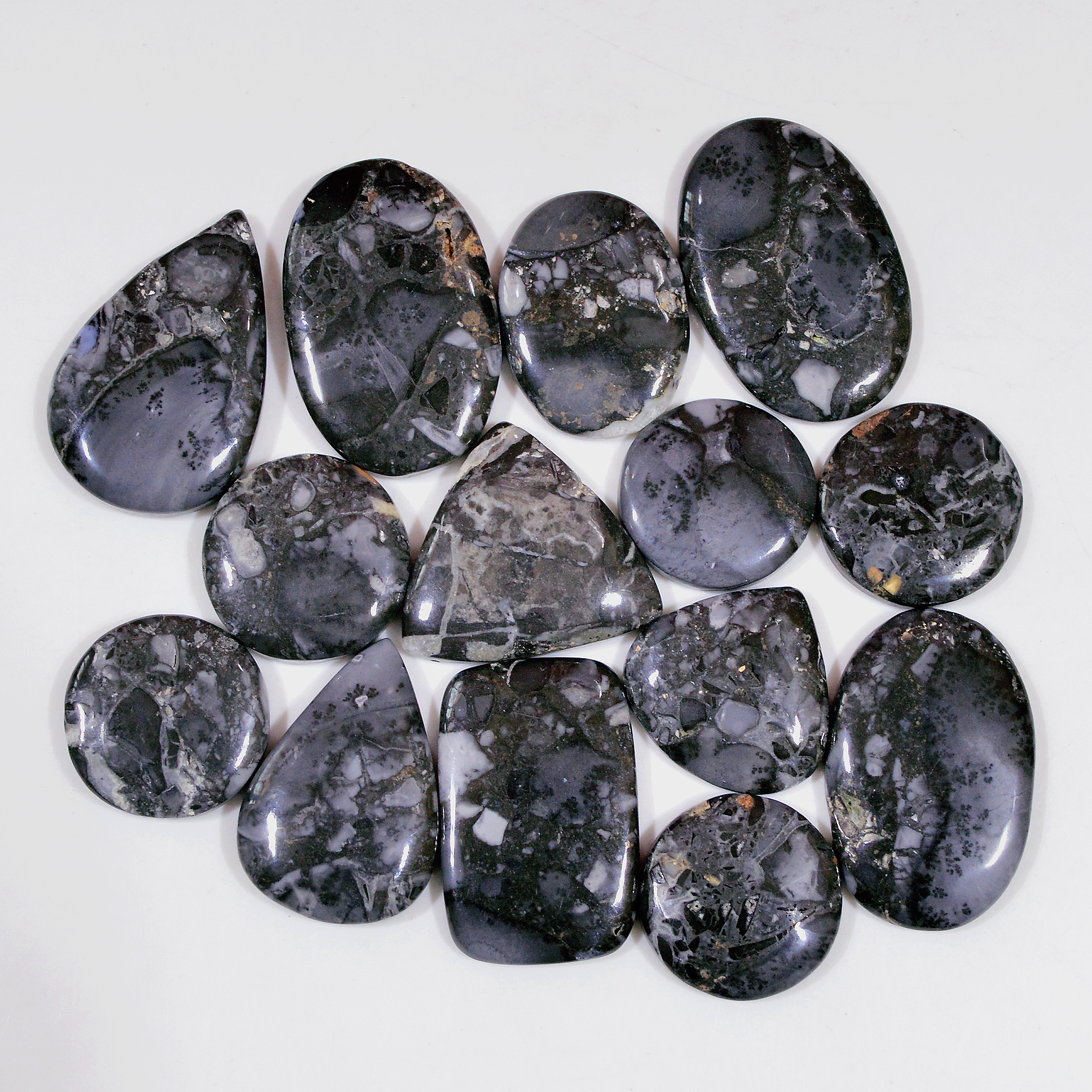 14 Pcs 275 Cts Natural Maligano Jasper Cabochon Handmade Silver Jewelry Supplies 29x18 15x15mm 18464