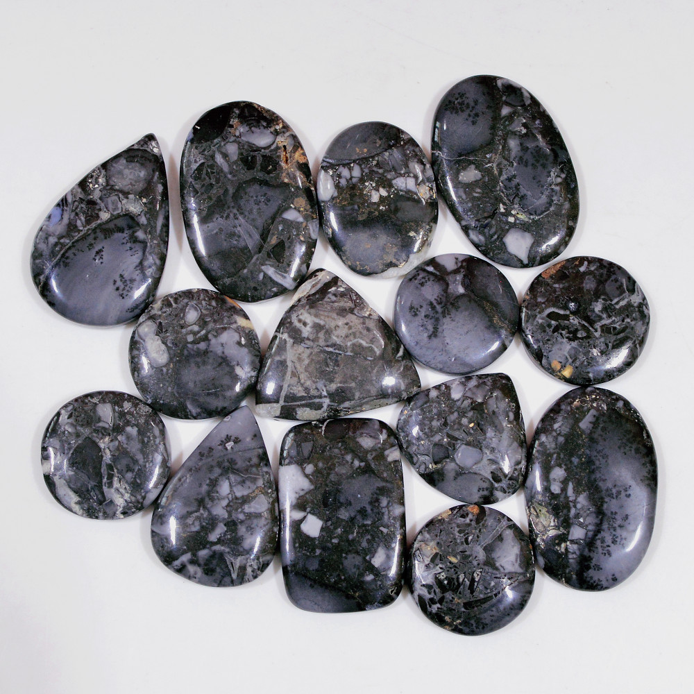 Image of 14 Pcs 275 Cts Natural Maligano Jasper Cabochon Handmade Silver Jewelry Supplies 29x18 15x15mm #18464