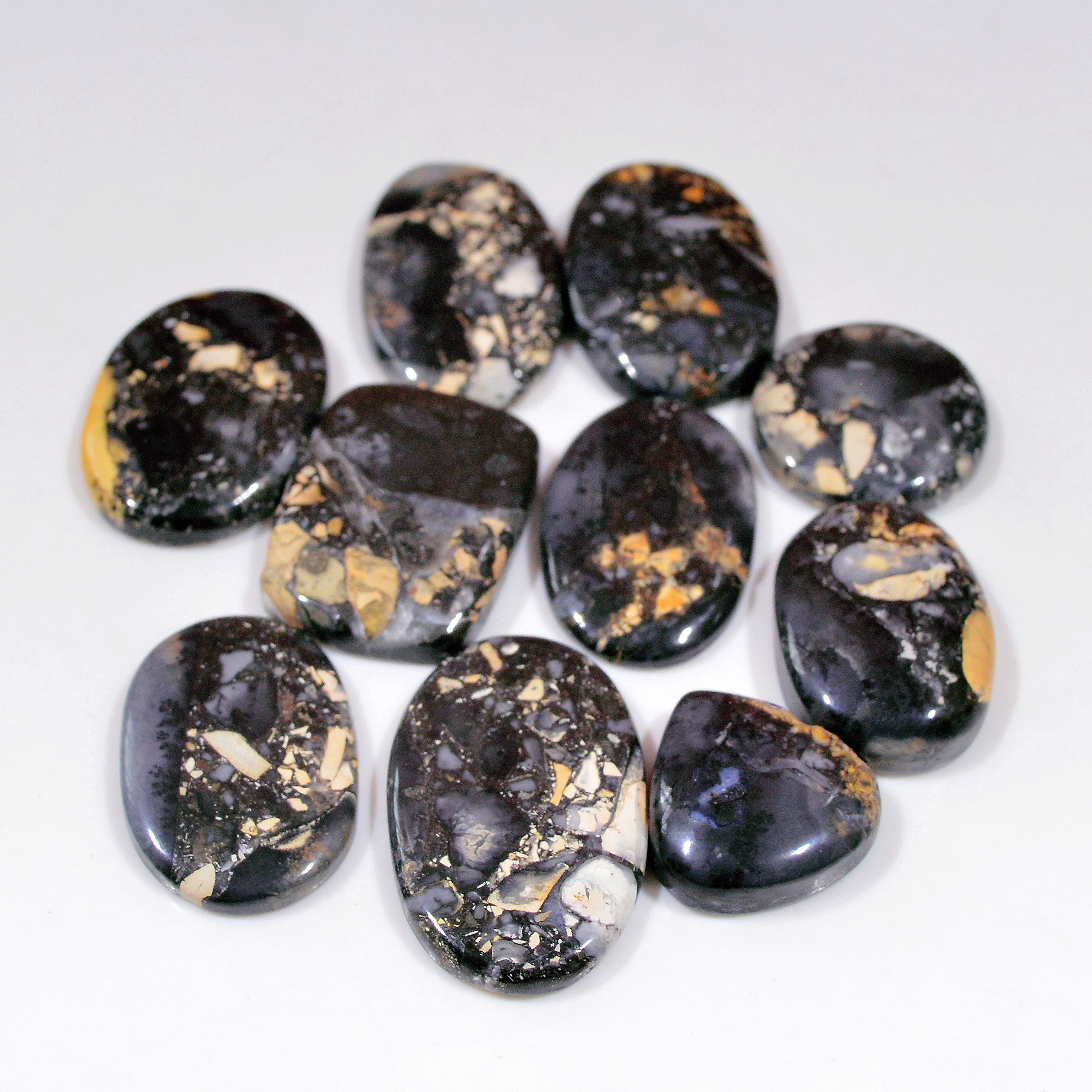 10 Pcs 241 Cts Natural Maligano Jasper Cabochon Handmade Silver Jewelry Supplies 30x16 15x15mm 18468