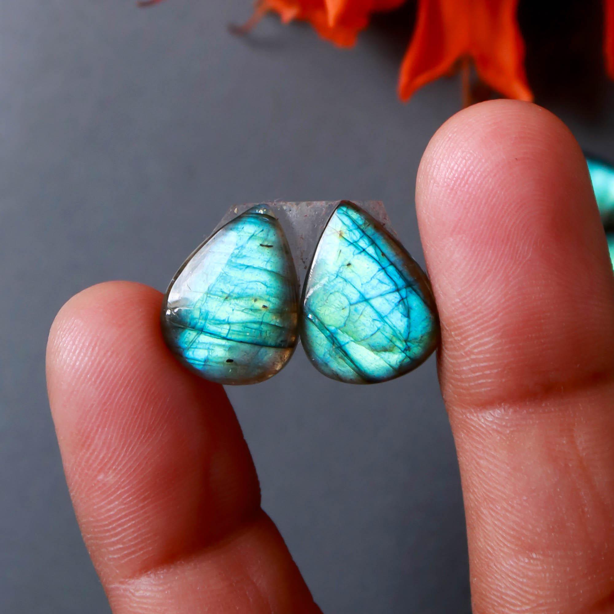 9Pairs 121Cts Natural Labradorite Gemstone Cabochon Pairs Lot 17x6 14x10mm 18471