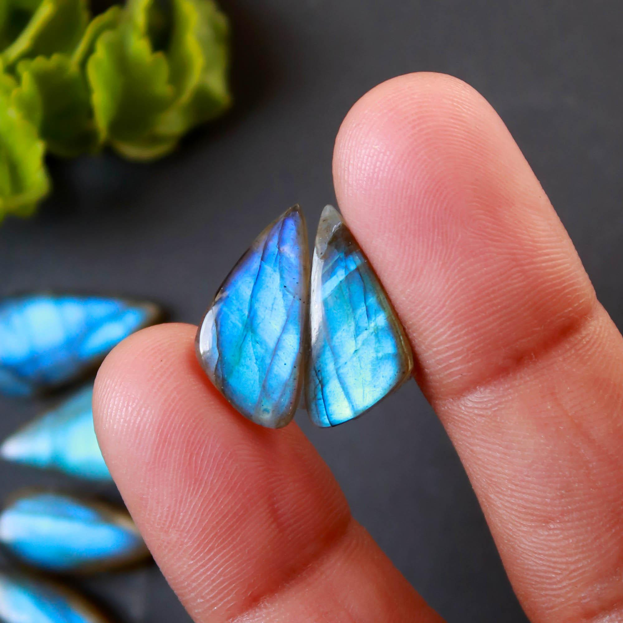 9Pairs 96Cts Natural Labradorite Gemstone Cabochon Pairs Lot 20x6 10x10mm 18472