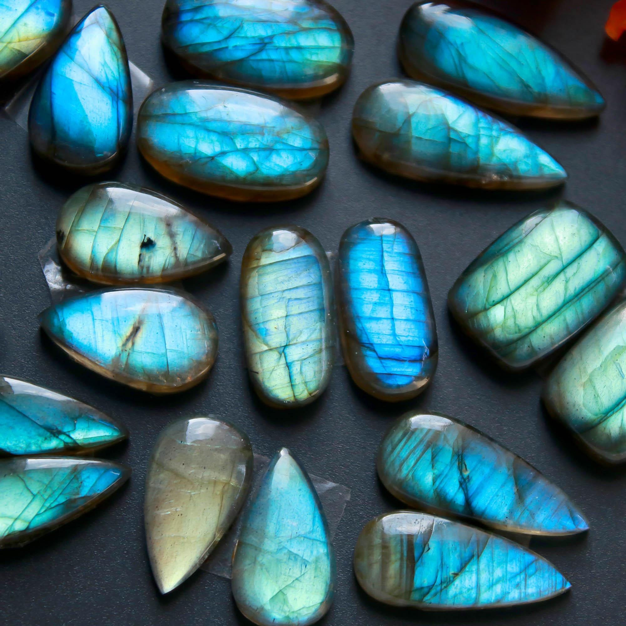 9Pairs 129Cts Natural Labradorite Gemstone Cabochon Pairs Lot 20x7 15x5mm 18473