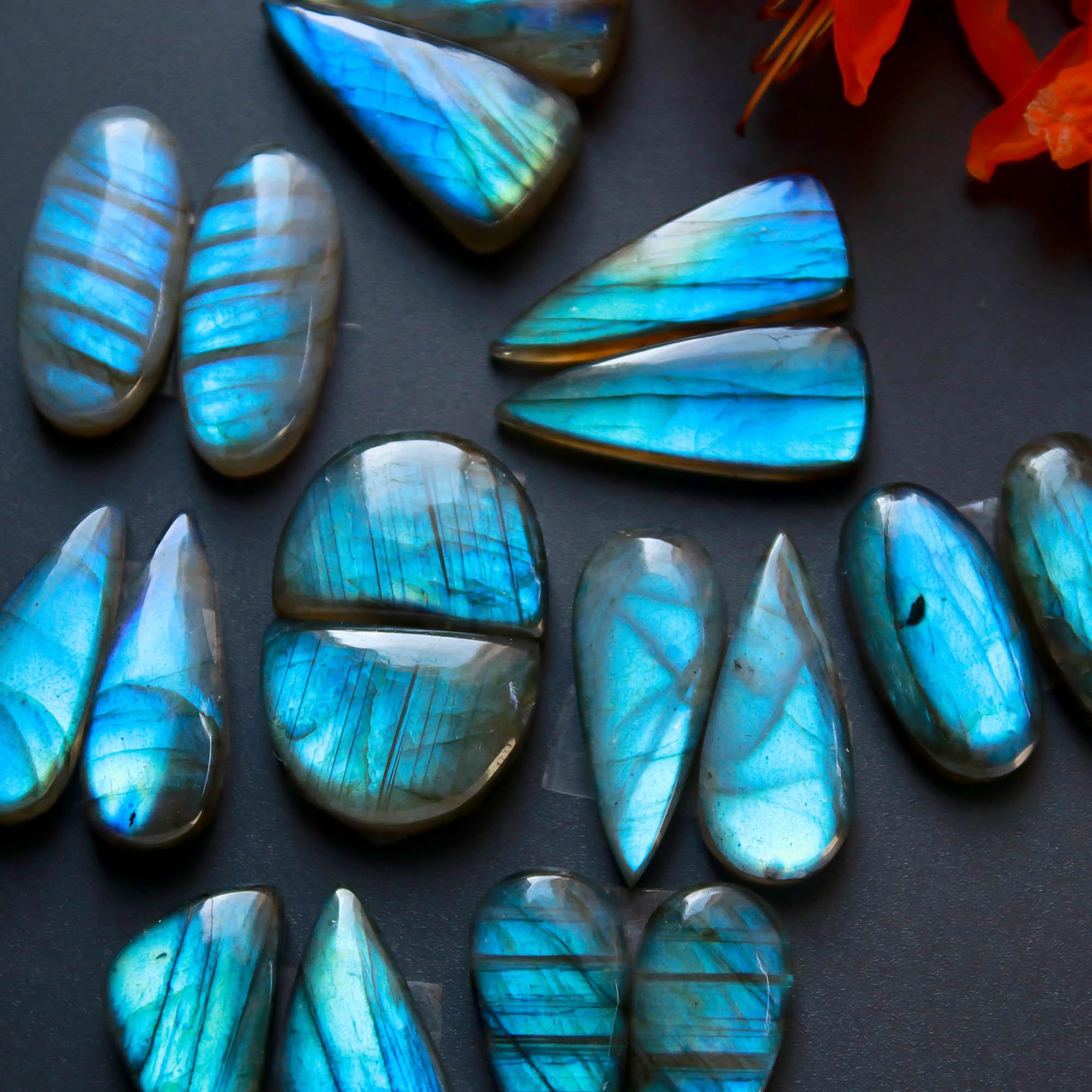 9Pairs 150Cts Natural Labradorite Gemstone Cabochon Pairs Lot 21x8 15x10mm 18474