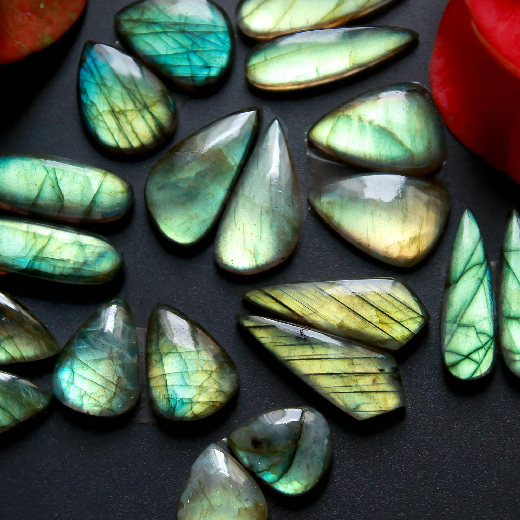 10Pairs 131Cts Natural Labradorite Gemstone Cabochon Pairs Lot 23x8 11x10mm 18477