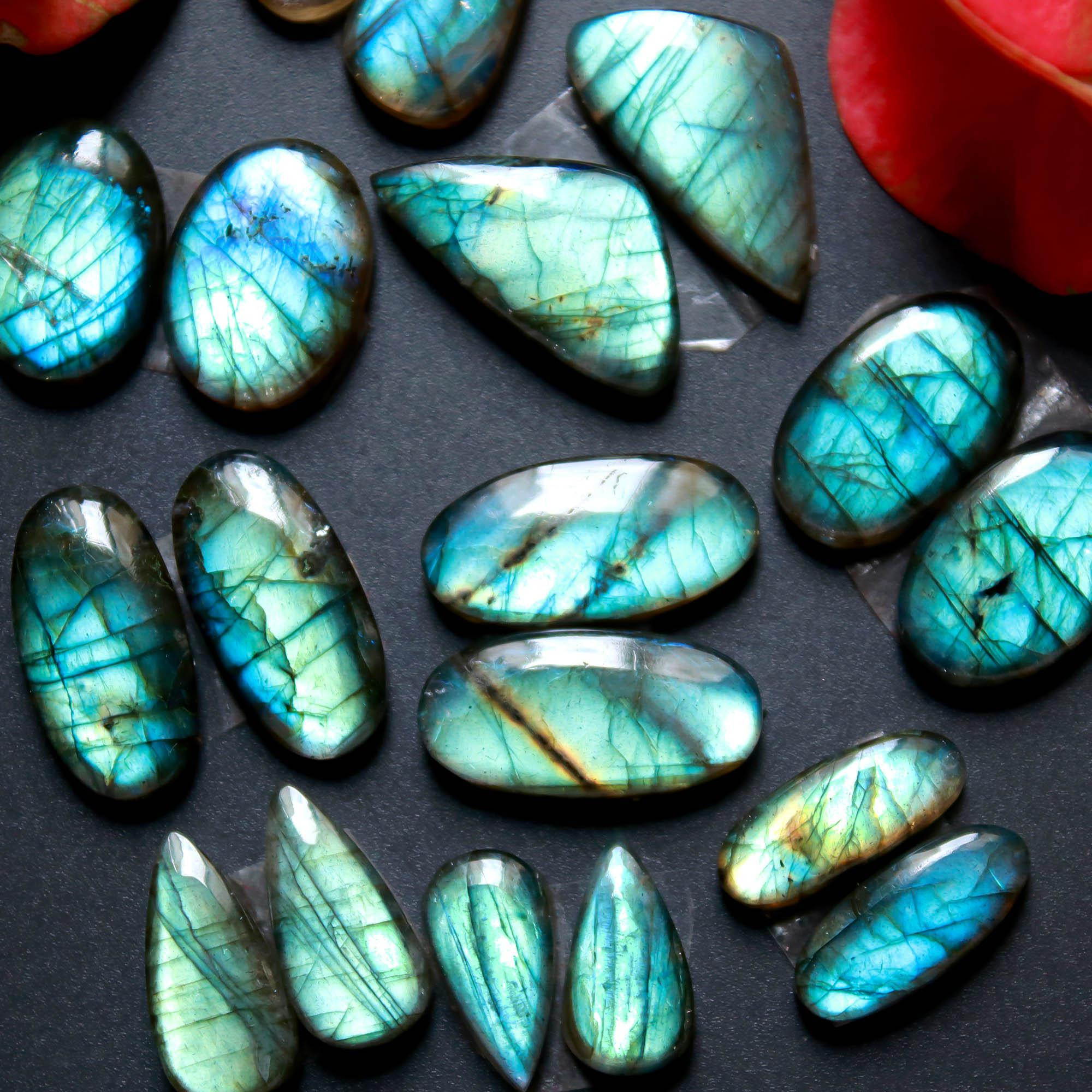 9Pairs 120Cts Natural Labradorite Gemstone Cabochon Pairs Lot 20x10 13x6mm 18478
