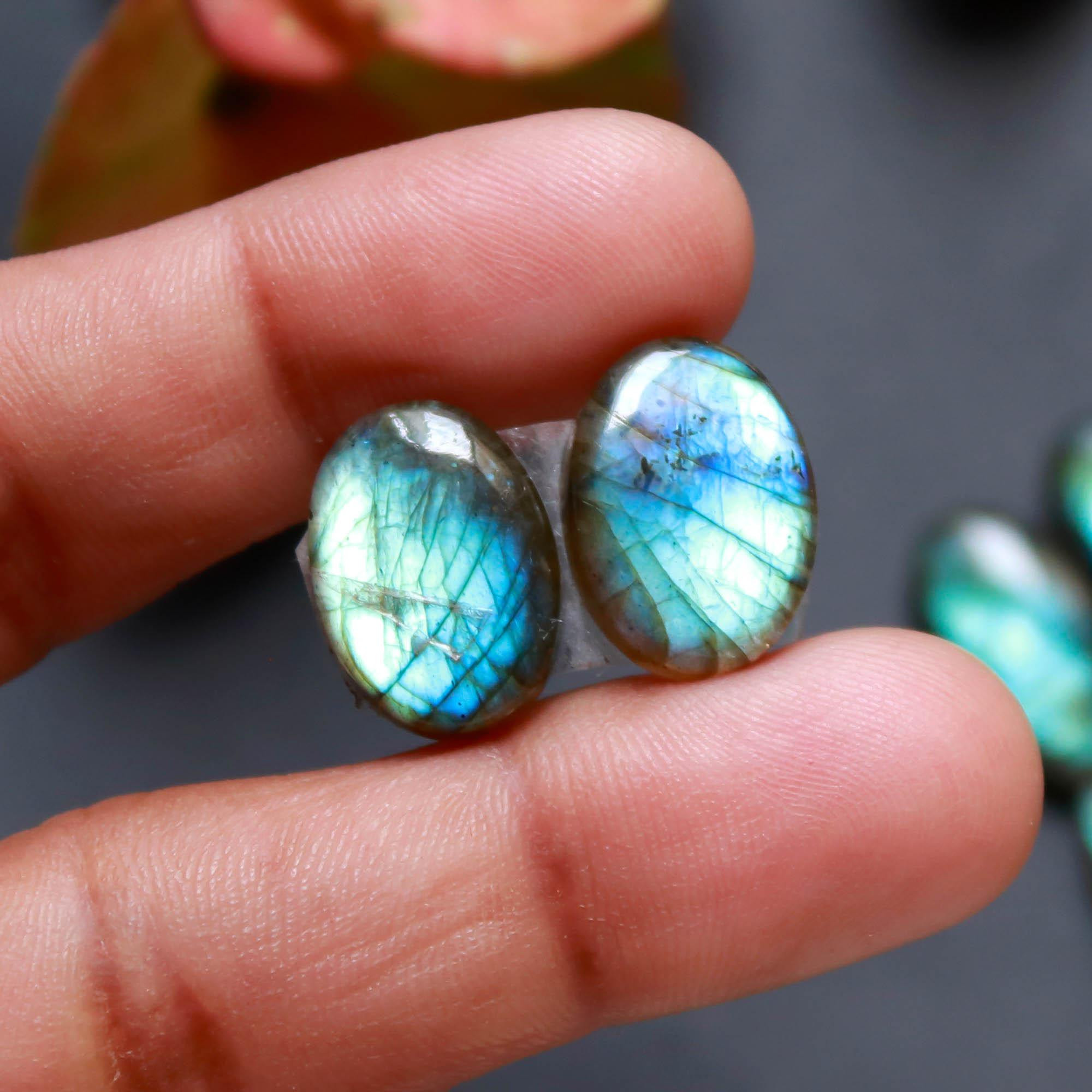 9Pairs 120Cts Natural Labradorite Gemstone Cabochon Pairs Lot 20x10 13x6mm 18478
