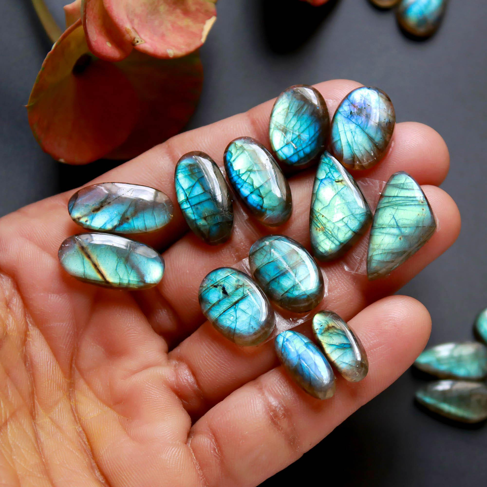 9Pairs 120Cts Natural Labradorite Gemstone Cabochon Pairs Lot 20x10 13x6mm 18478