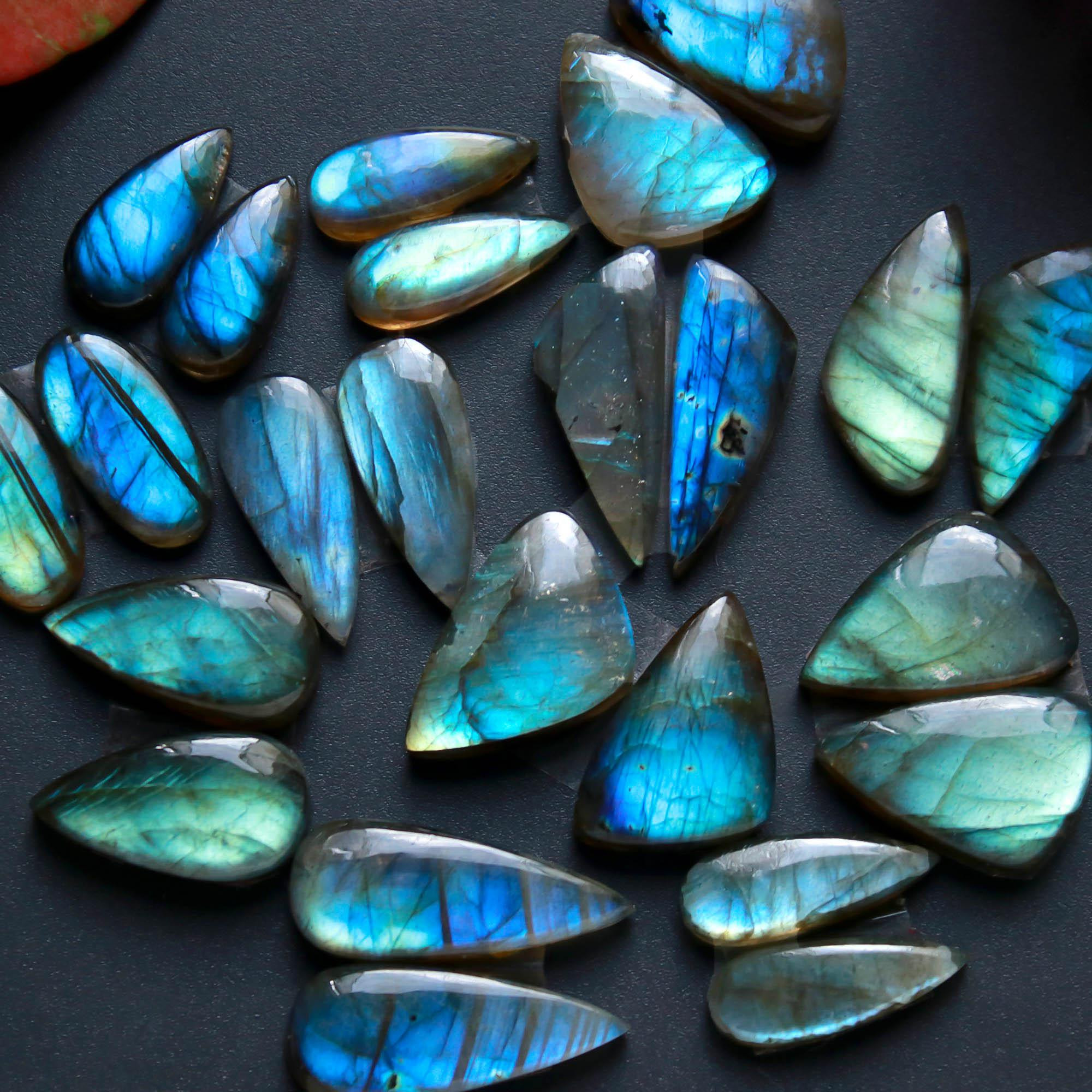 12Pairs 137Cts Natural Labradorite Gemstone Cabochon Pairs Lot 20x7 14x5mm 18479