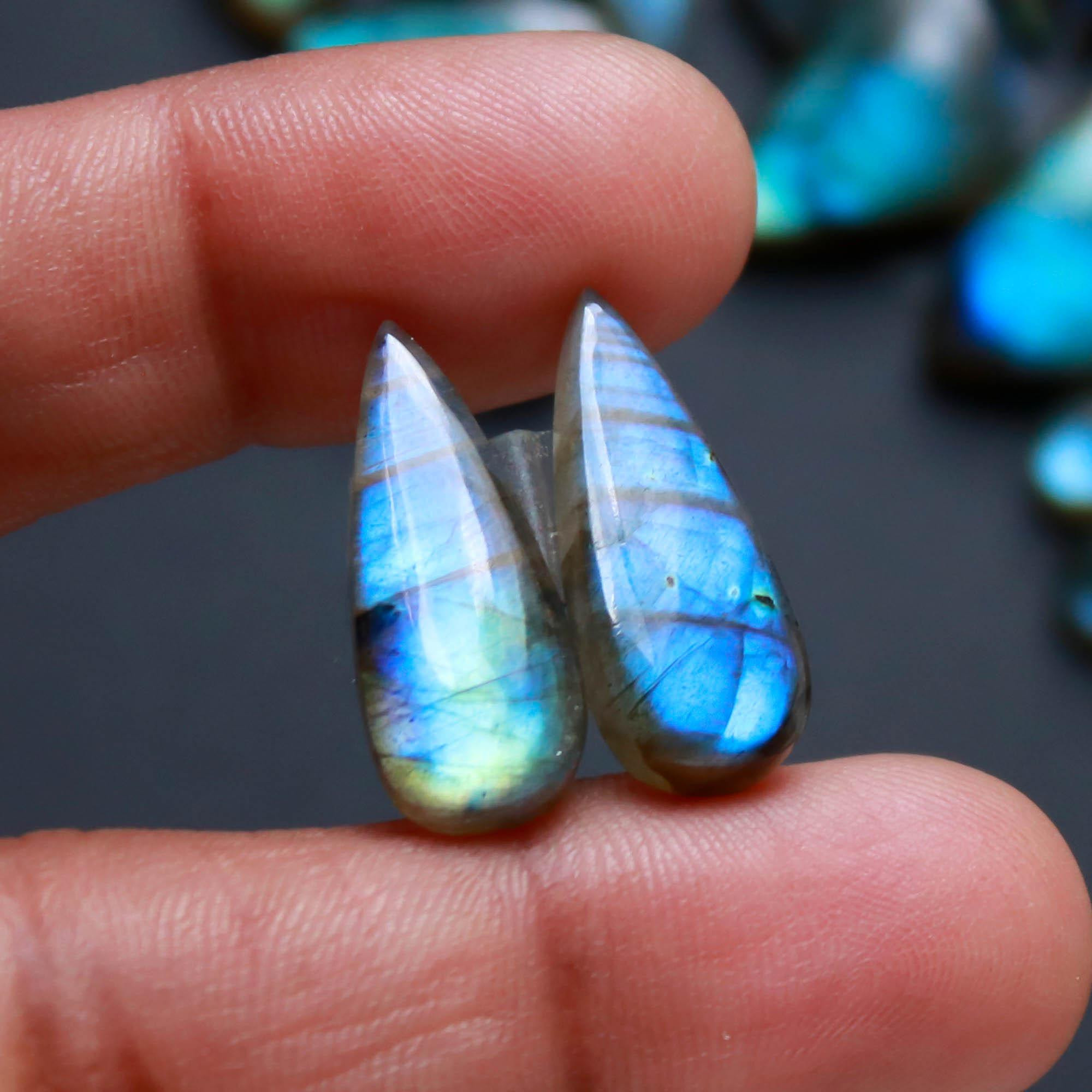 12Pairs 137Cts Natural Labradorite Gemstone Cabochon Pairs Lot 20x7 14x5mm 18479