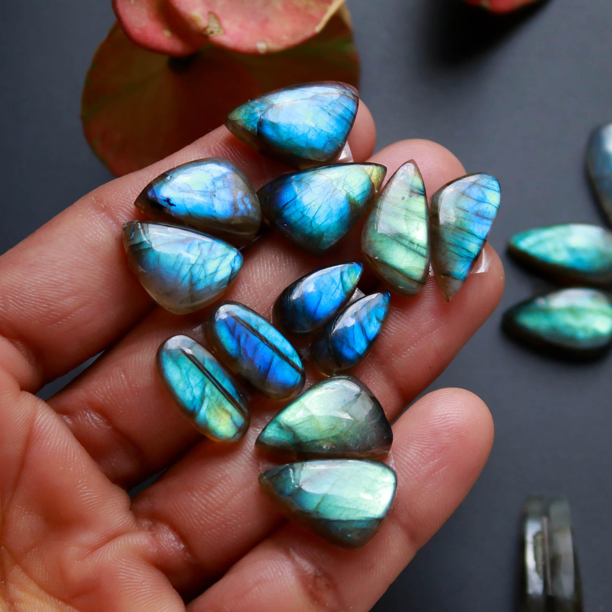 12Pairs 137Cts Natural Labradorite Gemstone Cabochon Pairs Lot 20x7 14x5mm 18479