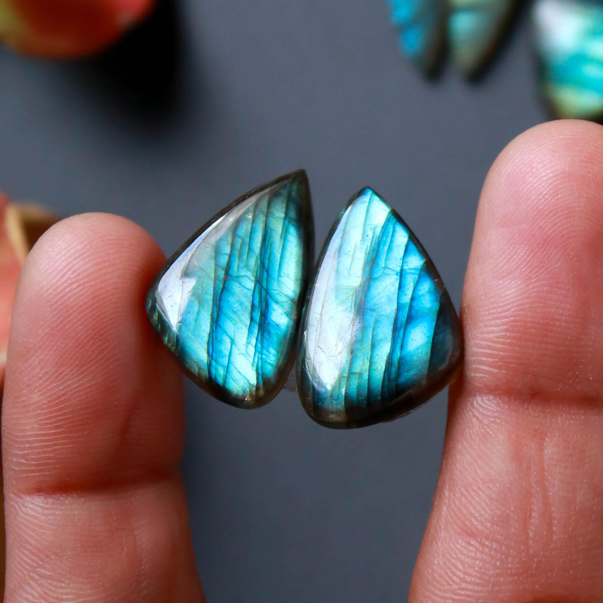 5Pairs 105Cts Natural Labradorite Gemstone Cabochon Pairs Lot 24x7 15x15mm 18480